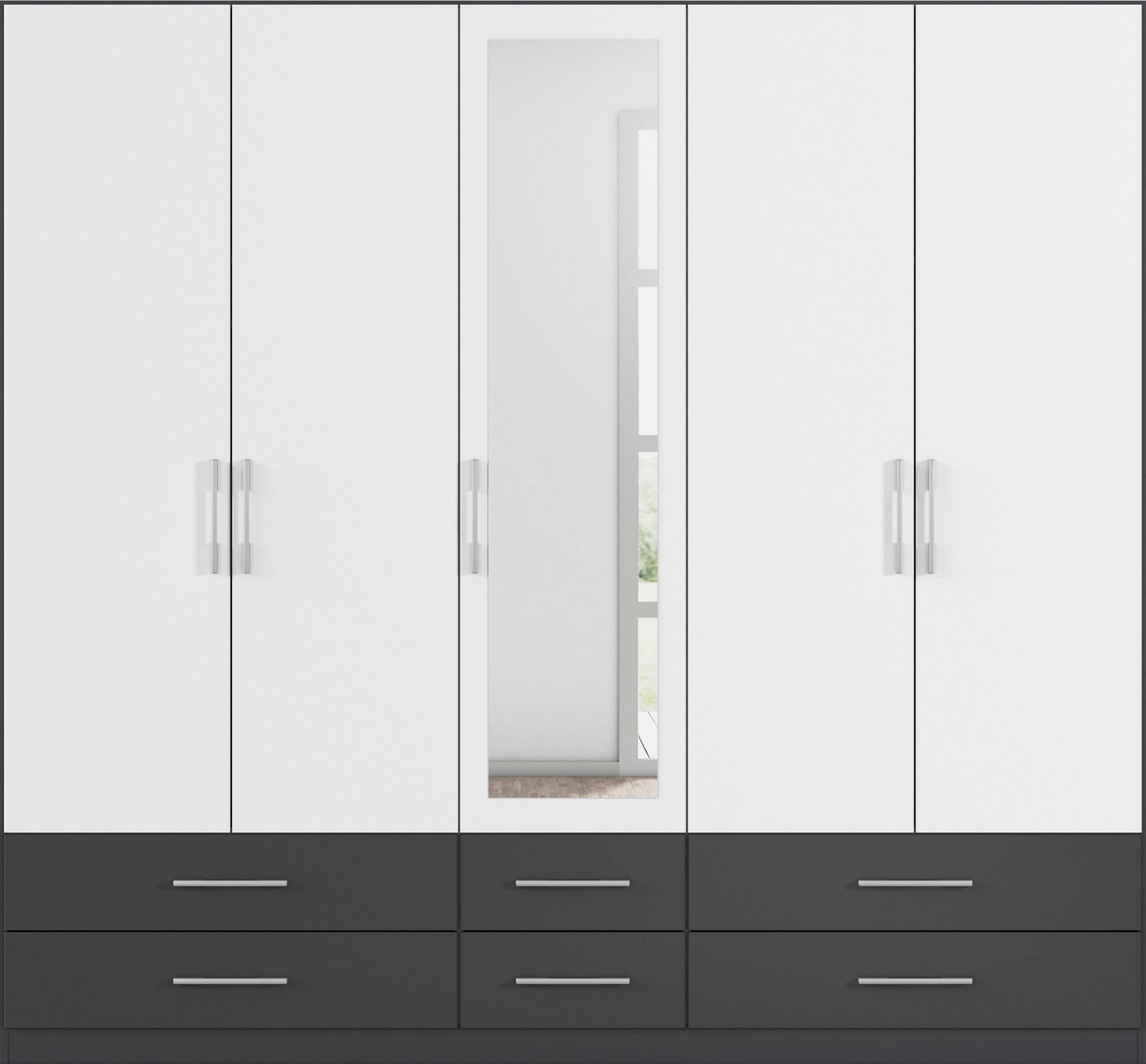 rauch Kleiderschrank »Schrank Garderobe Wäscheschrank HERSBRUCK in 2 Breiten« Breiten: 226 oder 271 cm, Höhe 210 cm,  mit 6 grosszügigen Schubladen sowie Spiegeltüren MADE IN GERMANY