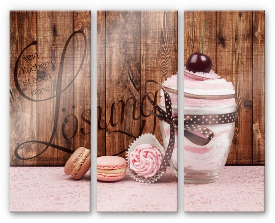 Image of Wall-Art Mehrteilige Bilder »Lustiger Spruch Kuchen 3-tlg«, (Set, 3 St.) bei Ackermann Versand Schweiz