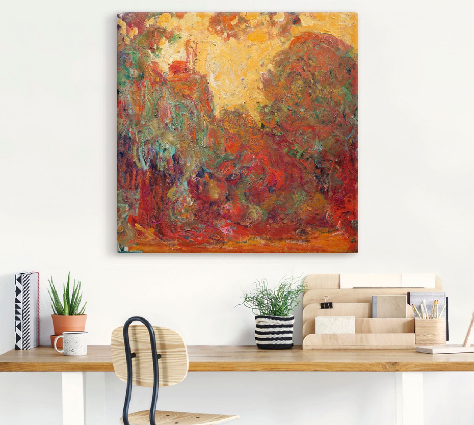 Artland Wandbild »Das Haus in Giverny Komposition in rot«, Gegenstandslos, (1 St.), als Leinwandbild, Poster in verschied. Grössen