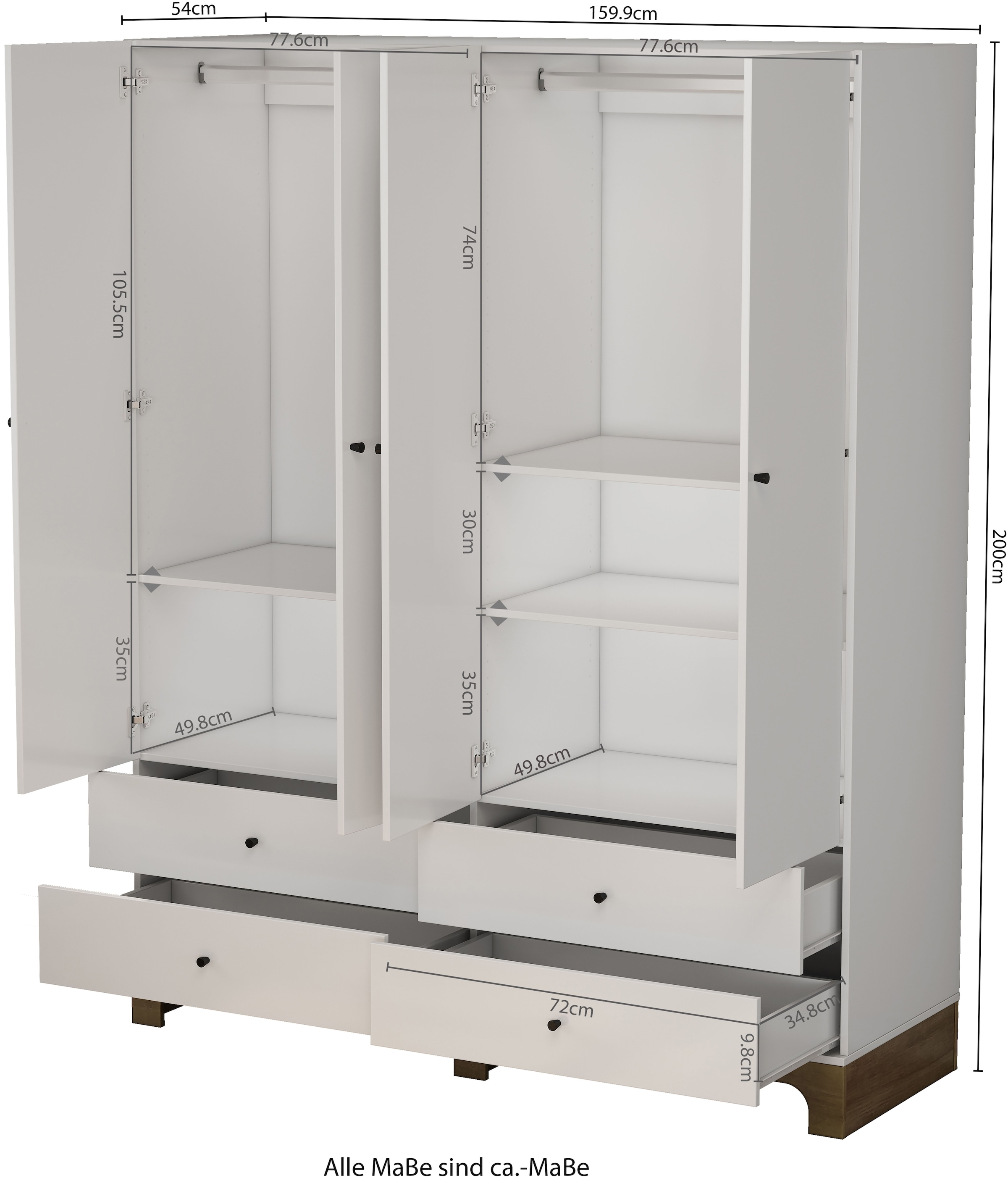 GOODproduct Kleiderschrank »Oslo Schlafzimmerschrank Garderobe weiss Landhaus Bestseller«