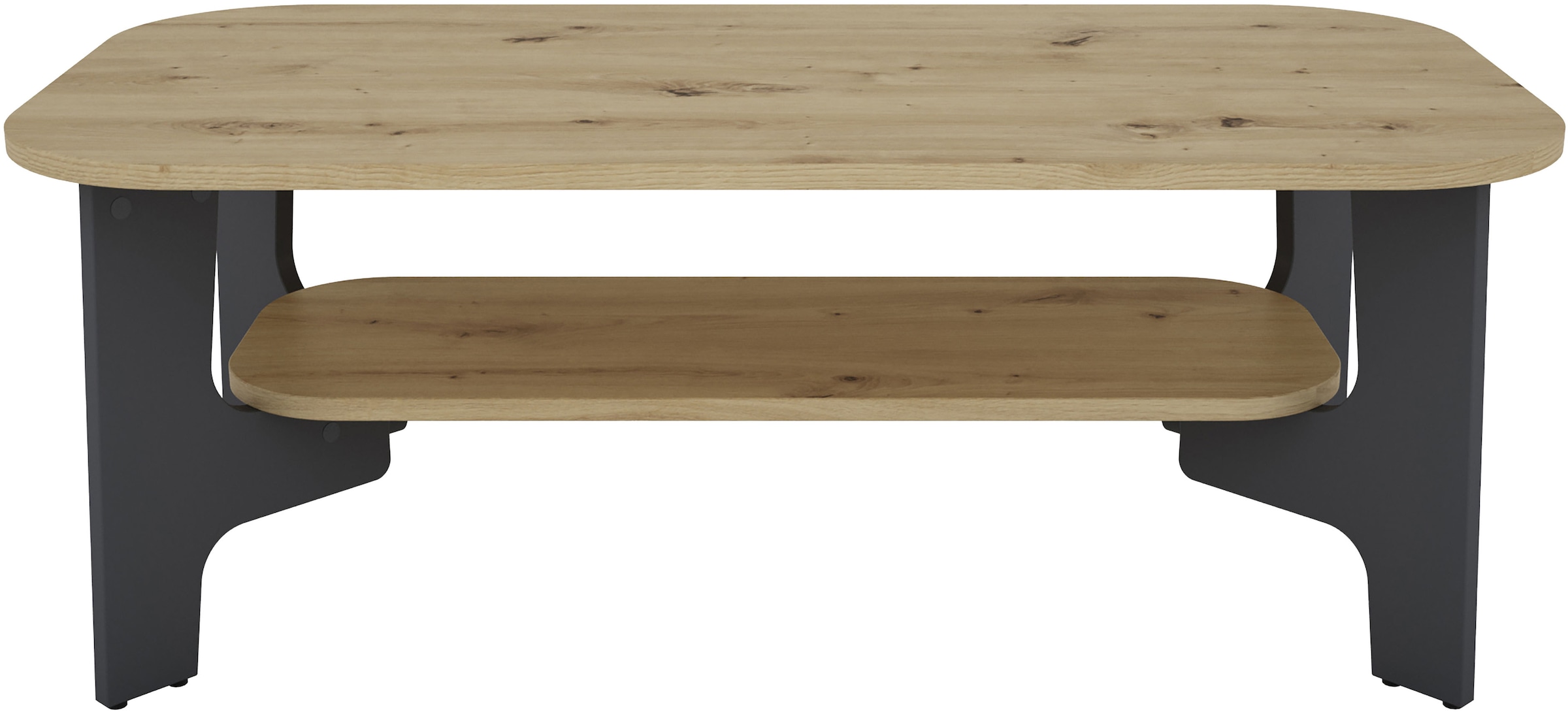 byLIVING Couchtisch »JONNY« Tischplatte Artisan Eiche o. Old Wood, Gestell anthrazit, Ablageboden
