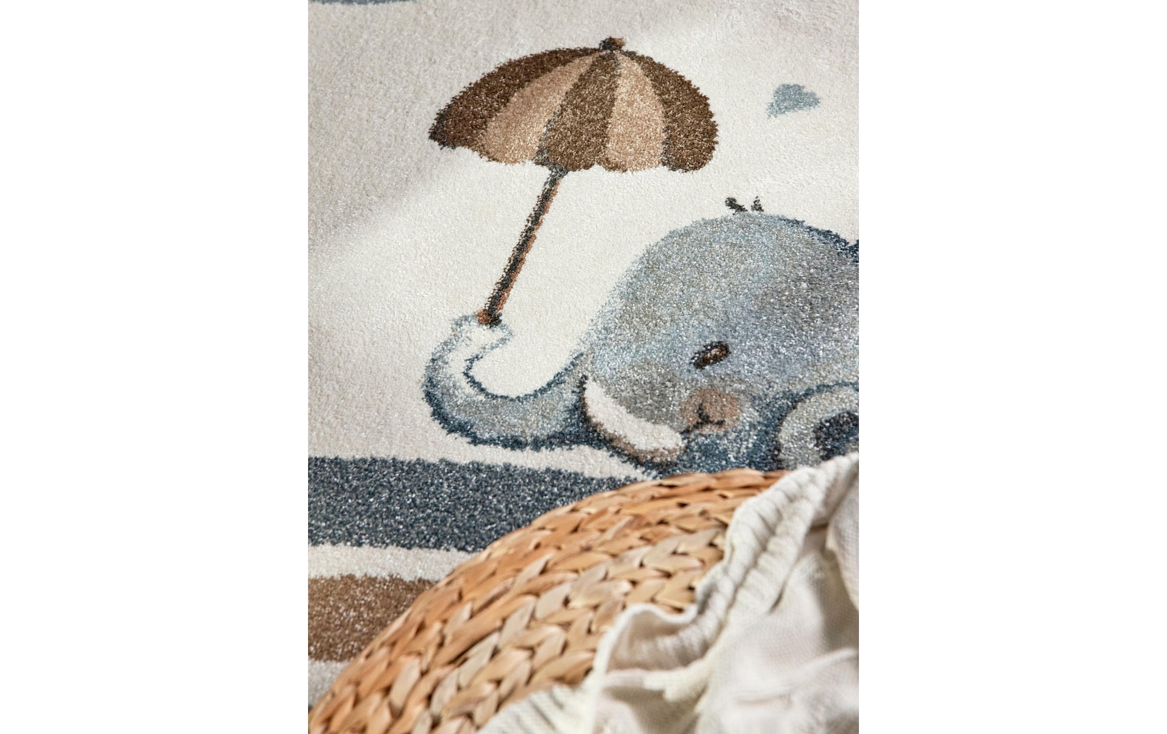 Villeroy & Boch Kinderteppich »Walk like an Elephant Rainy Party Teppich« rechteckig 9 mm Höhe Spielteppich weich, Kinderzimmer, Boho Kids Spielunterlage, Tieremotiv