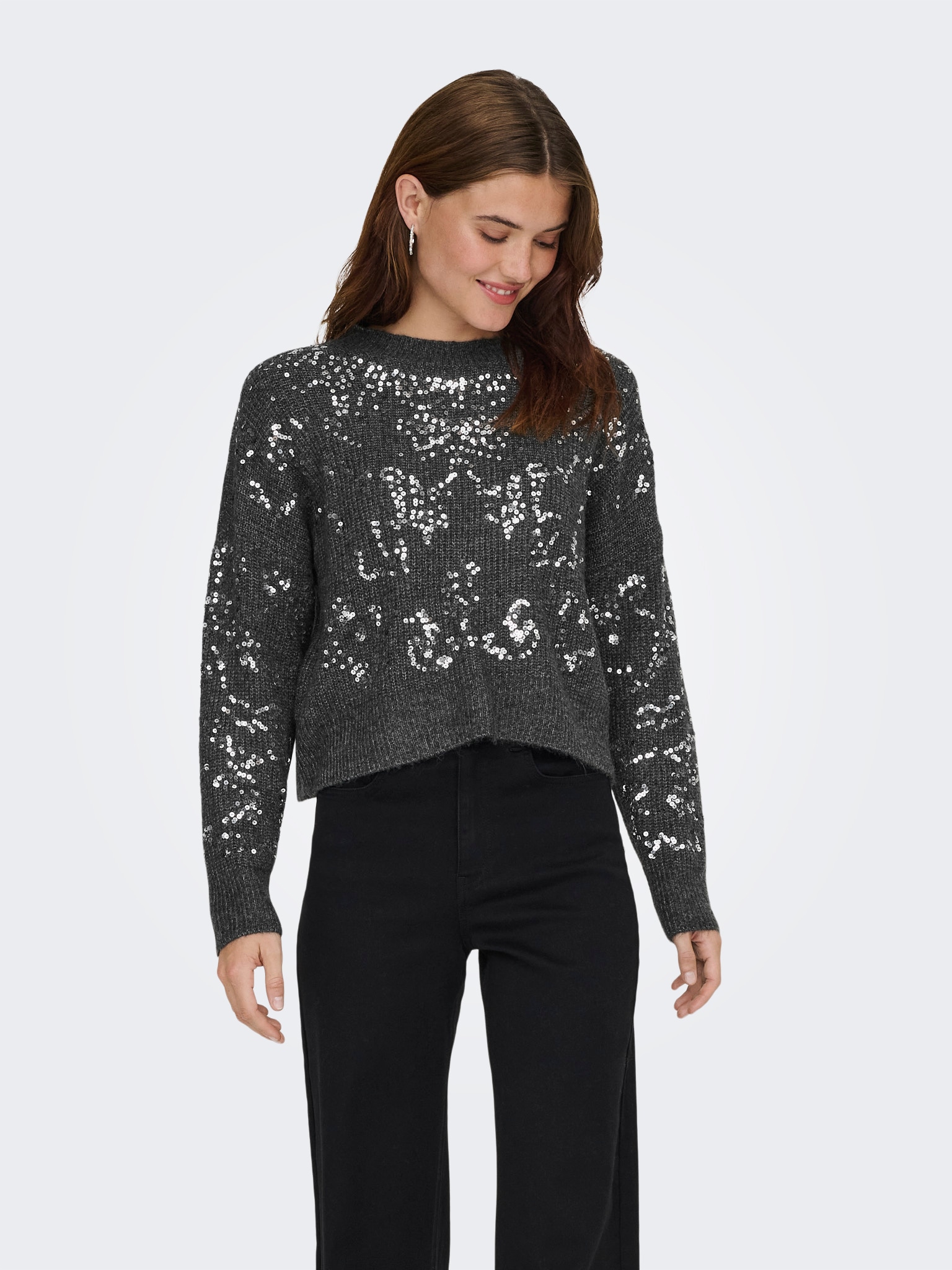Image of ONLY Rundhalspullover "ONLALTA LS SEQUIN O-NECK KNT"
