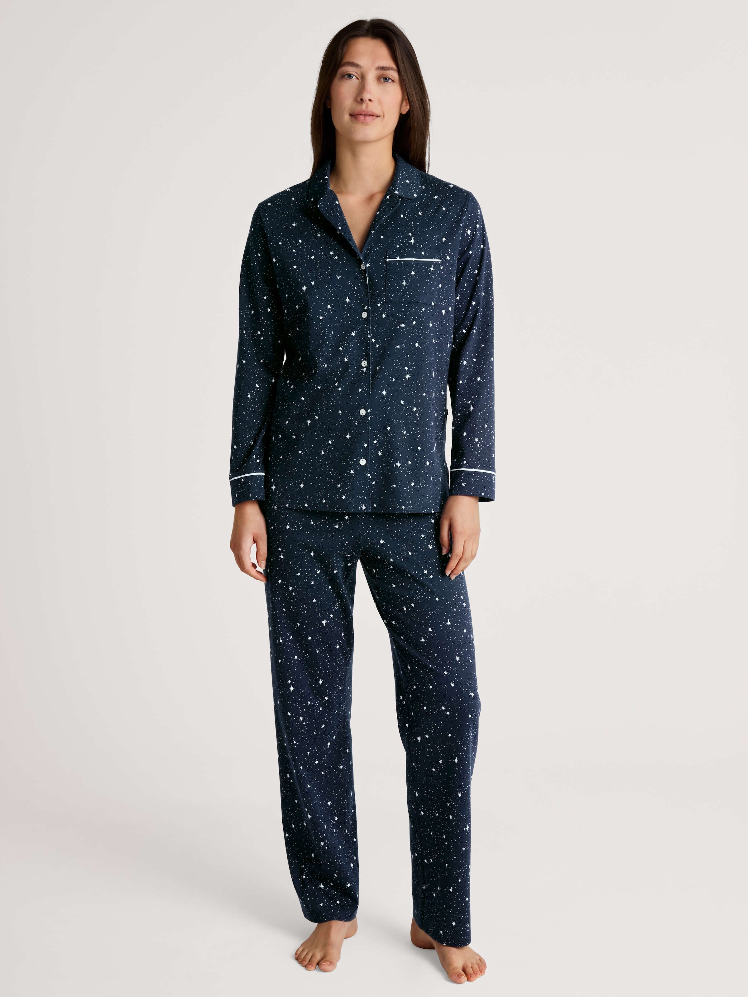 Image of CALIDA Pyjama "Sweet Dreams" 2 tlg. Reverskragen, Knopfleiste, Pure Cotton, Interlock-Qualität, weich