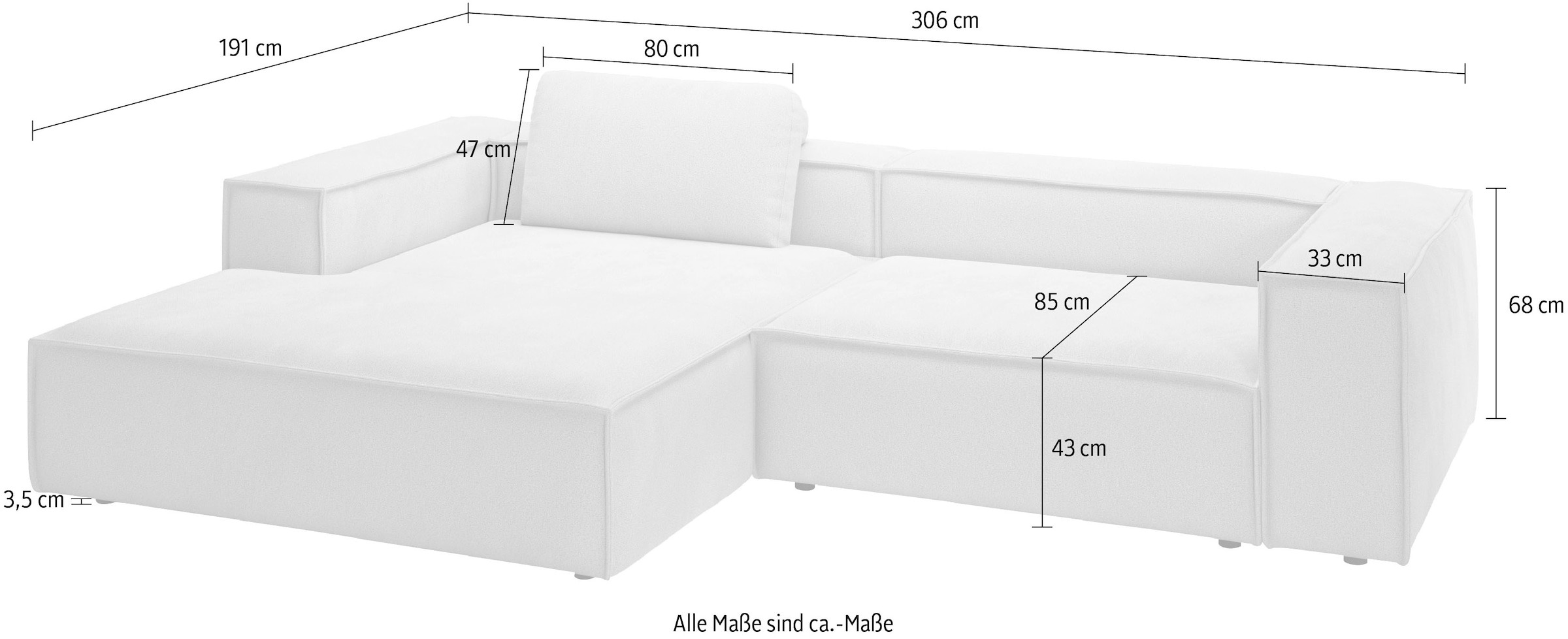 Home affaire Ecksofa »Watertown, modernes XXL L-Form, 306 cm breit« Grosszügiges Lounge-Sofa mit viel Platz für die Familie