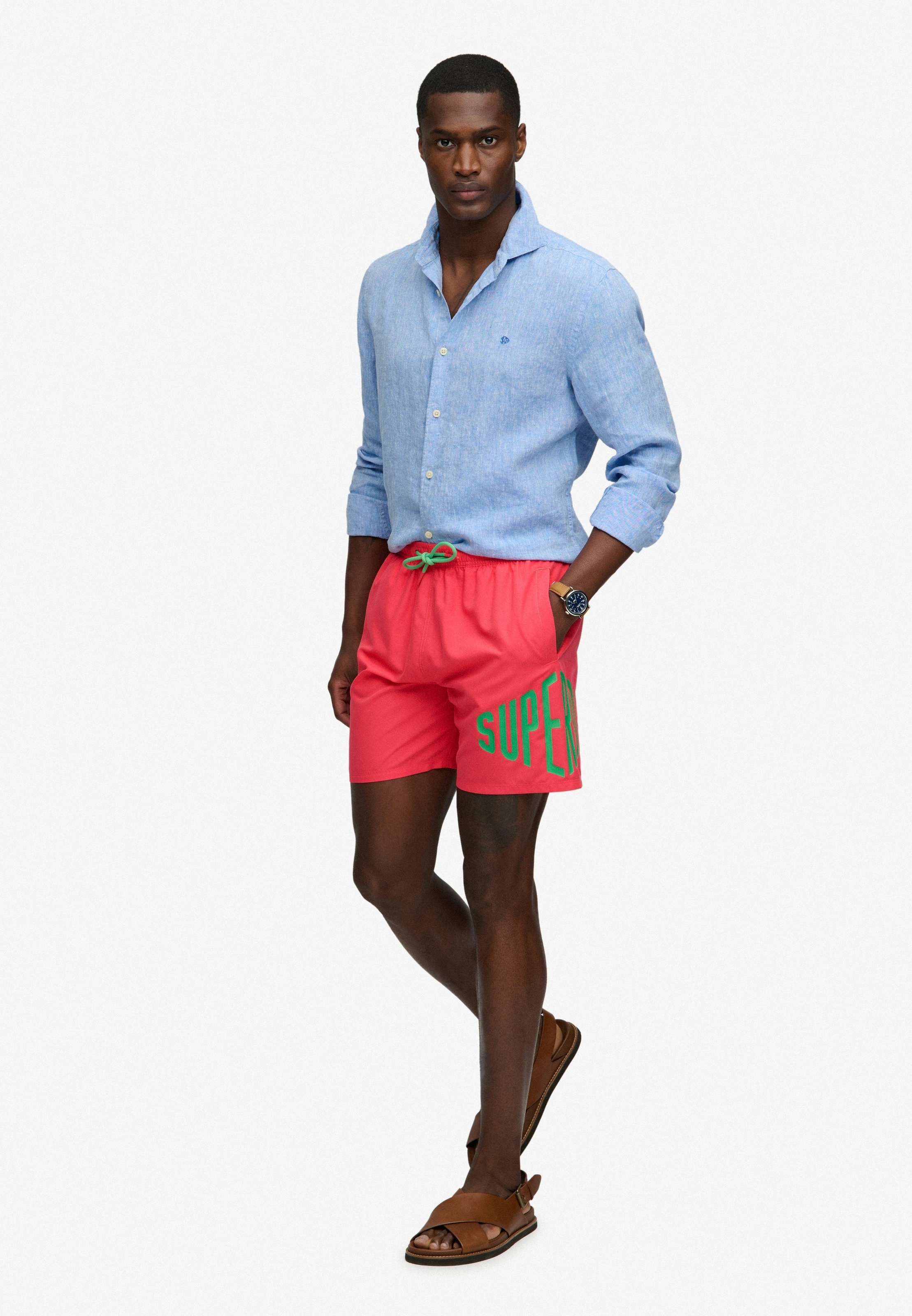 Superdry Short de bain »PRINTED LOGO 16 SWIM SHORT« coupe mode, design uni, en polyester, facile d'entretien