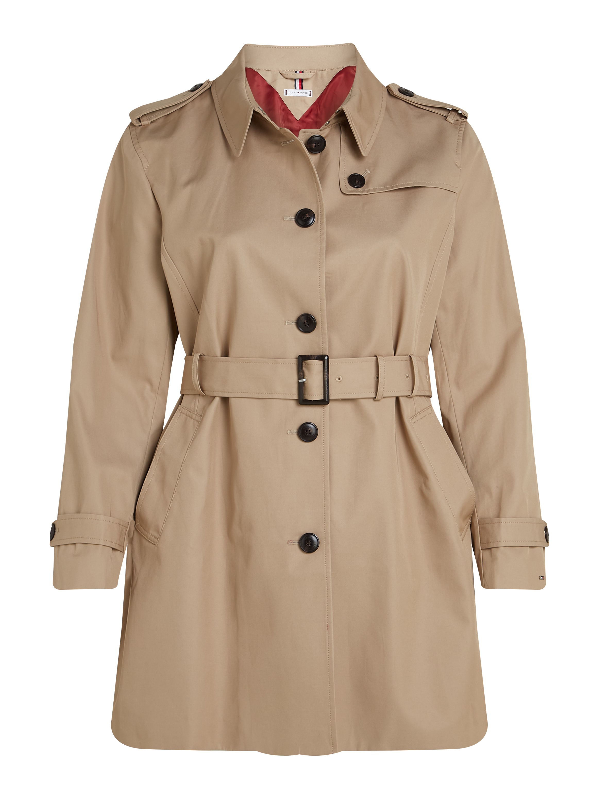 Tommy Hilfiger Curve Trenchcoat »CRV HERITAGE SB TRENCH«, in Grossen Grössen, Logostickerei am Ärmel, typischen Trenchdetails