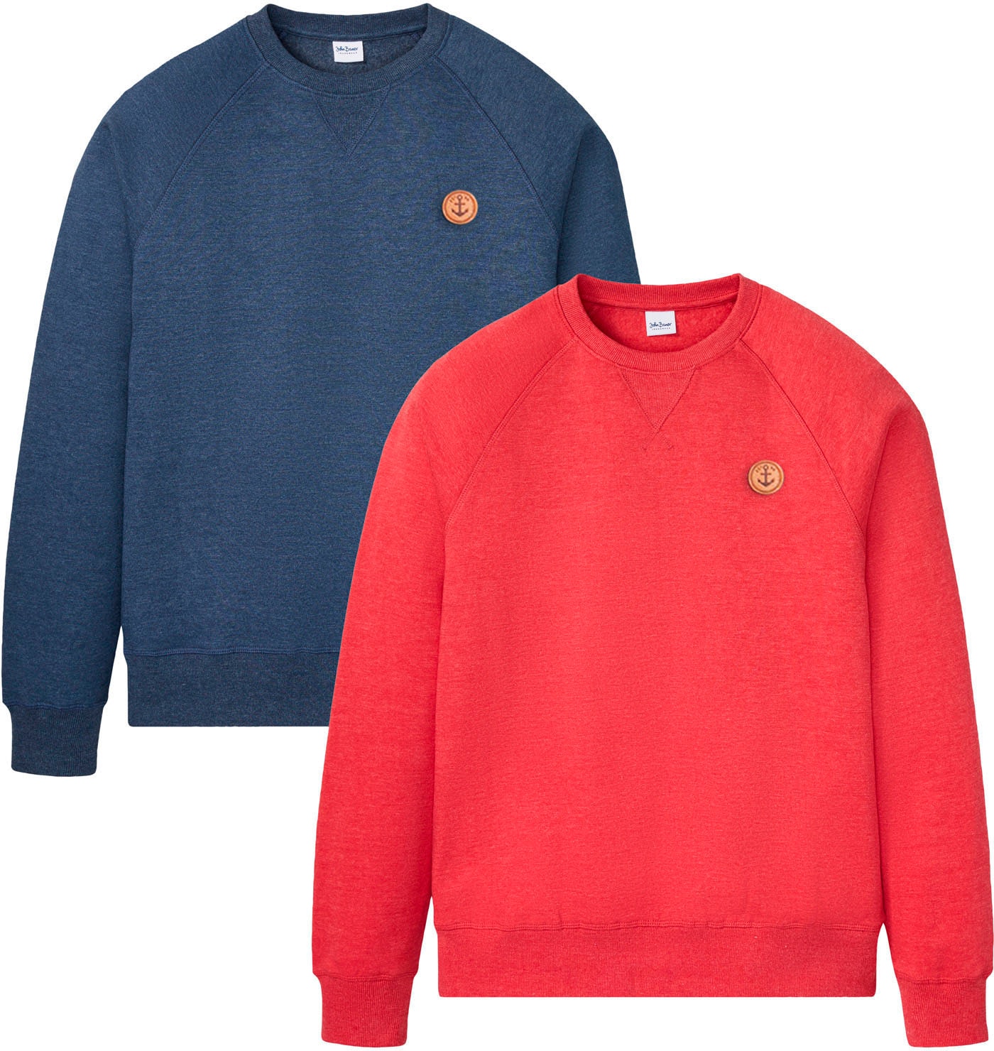 Image of bonprix Sweatshirt, 2 Stk. Regular Fit, unifarben, aus Baumwolle und Polyester
