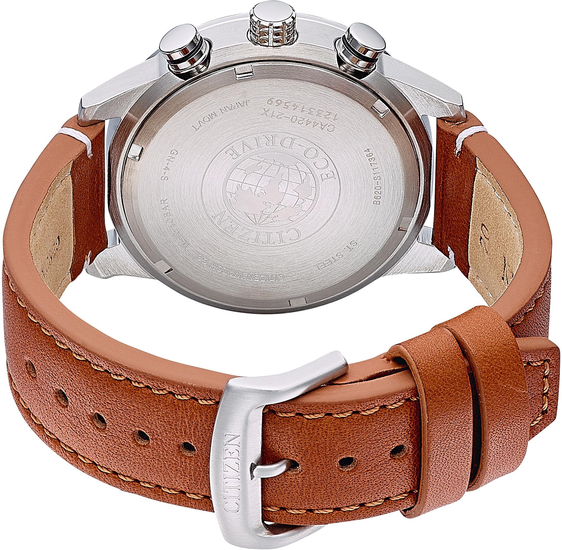 Citizen Chronographe Armbanduhr, Herrenuhr, Solar, Datum, Stoppfunktion, Lederarmband