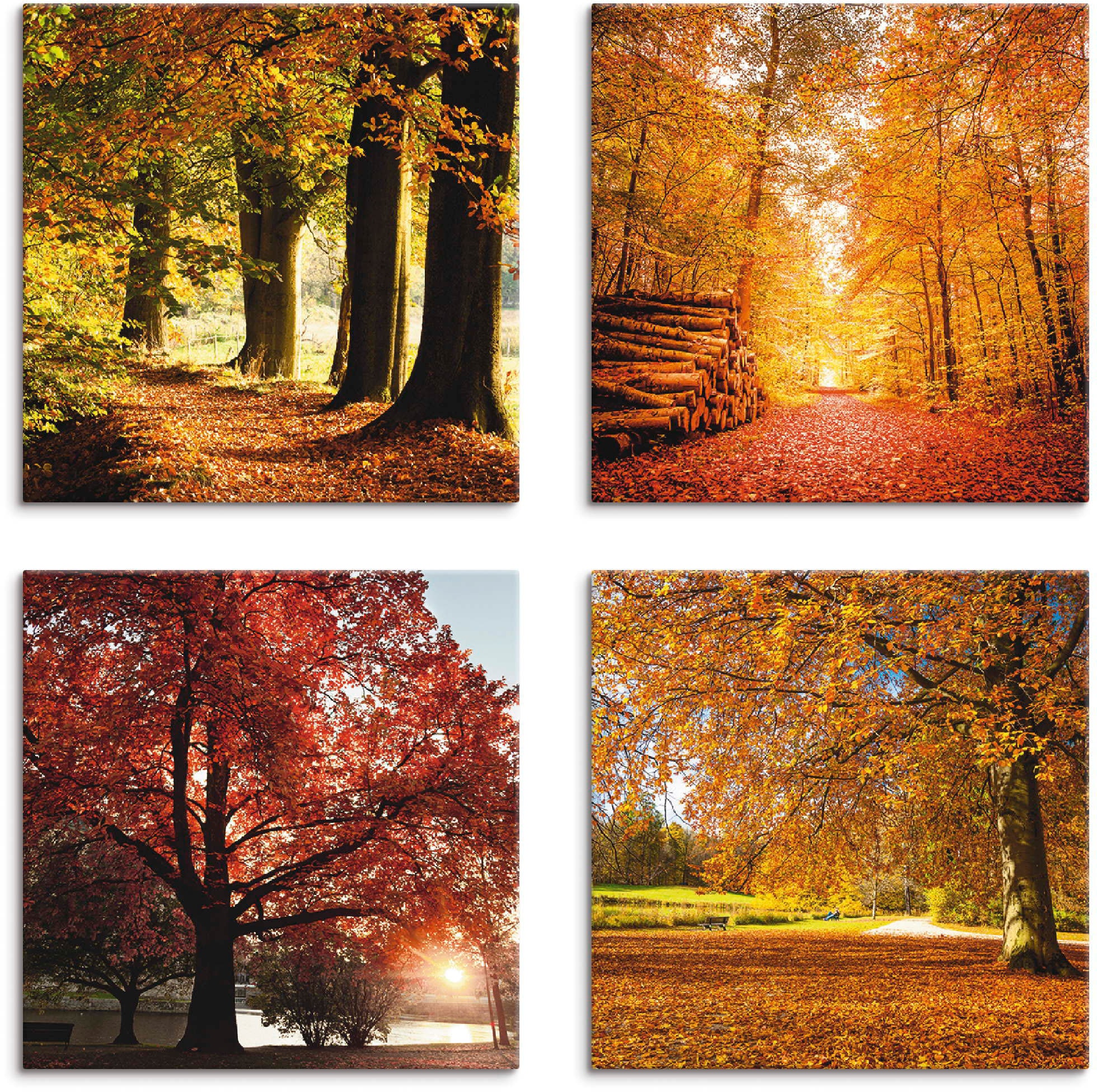 Leinwandbild »Herbstlandschaft«, Bäume, (4 St.), 4er Set, verschiedene Grössen