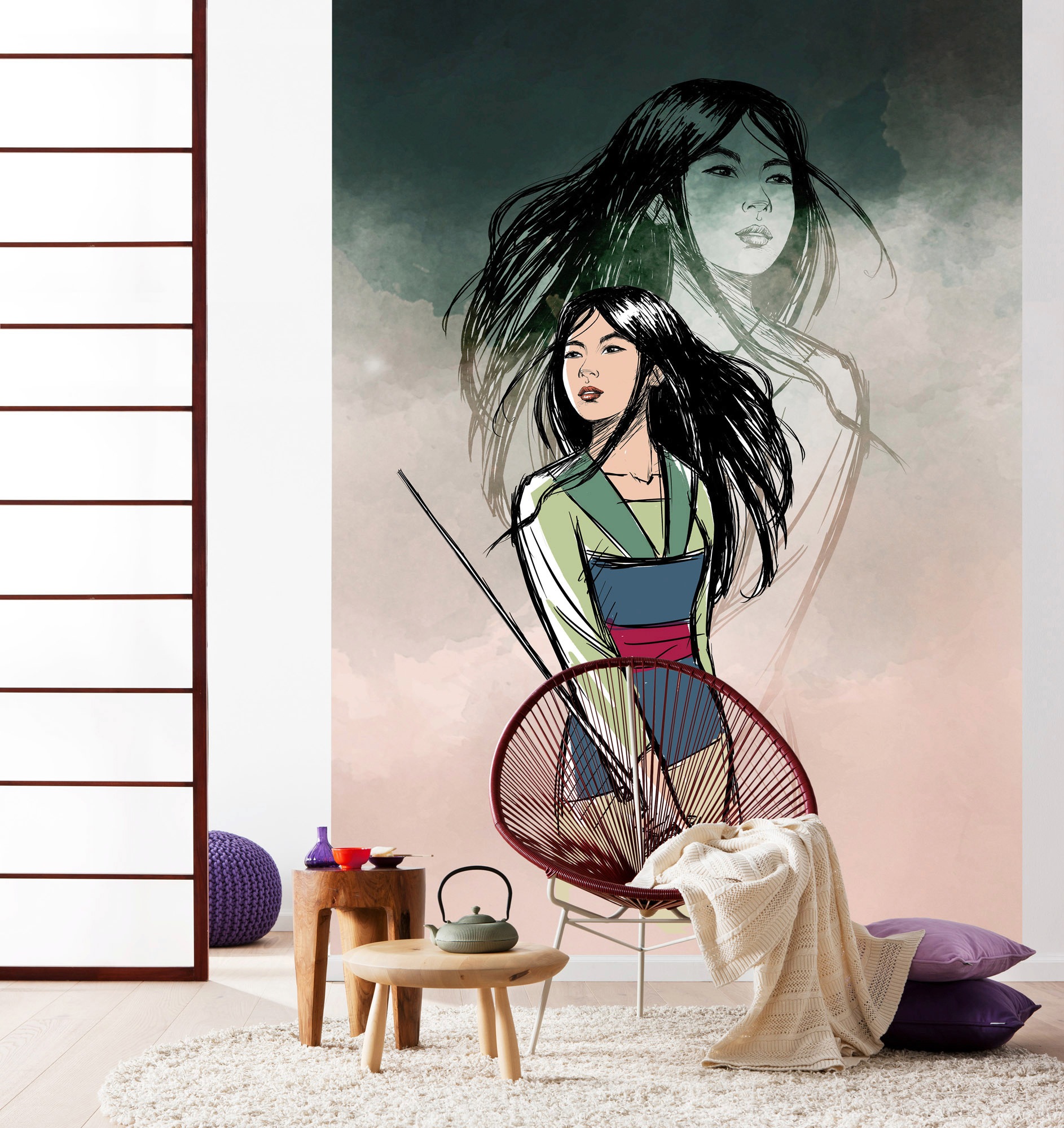 Komar Vliestapete »Digitaldruck Vlies -  Brave Mulan - Grösse 200 x 280 cm« bedruckt glatt Kinderzimmer