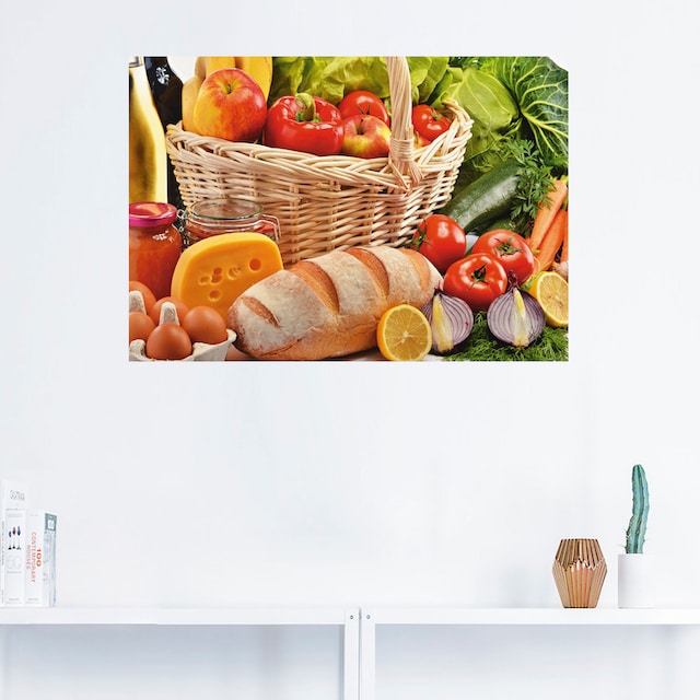 Artland Wandbild »Gesund Leben - Obst und Gemüsekorb«, Lebensmittel, (1  St.), als Alubild, Leinwandbild, Wandaufkleber oder Poster in versch.  Grössen bequem kaufen