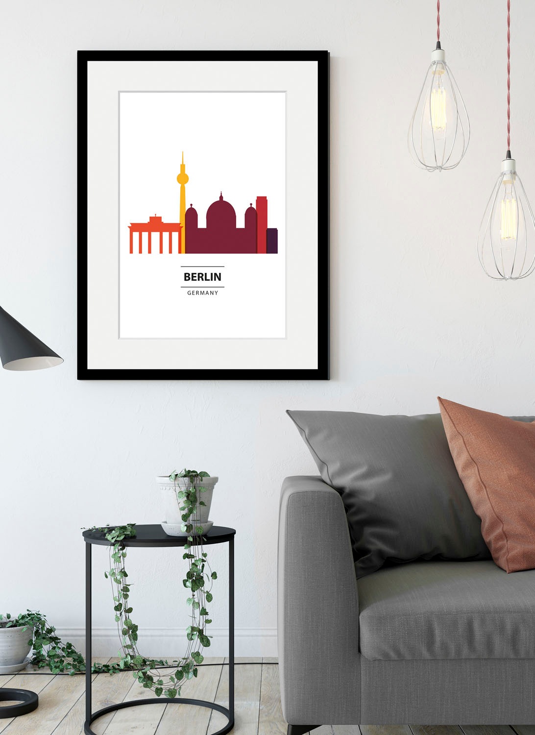 Image of queence Bild "Berlin Color Splash" Berlin Deutschland Schriftzug Stadt Städte 1 Stk. tlg. HD Premium Poster-Druck inkl. Holzrahmen