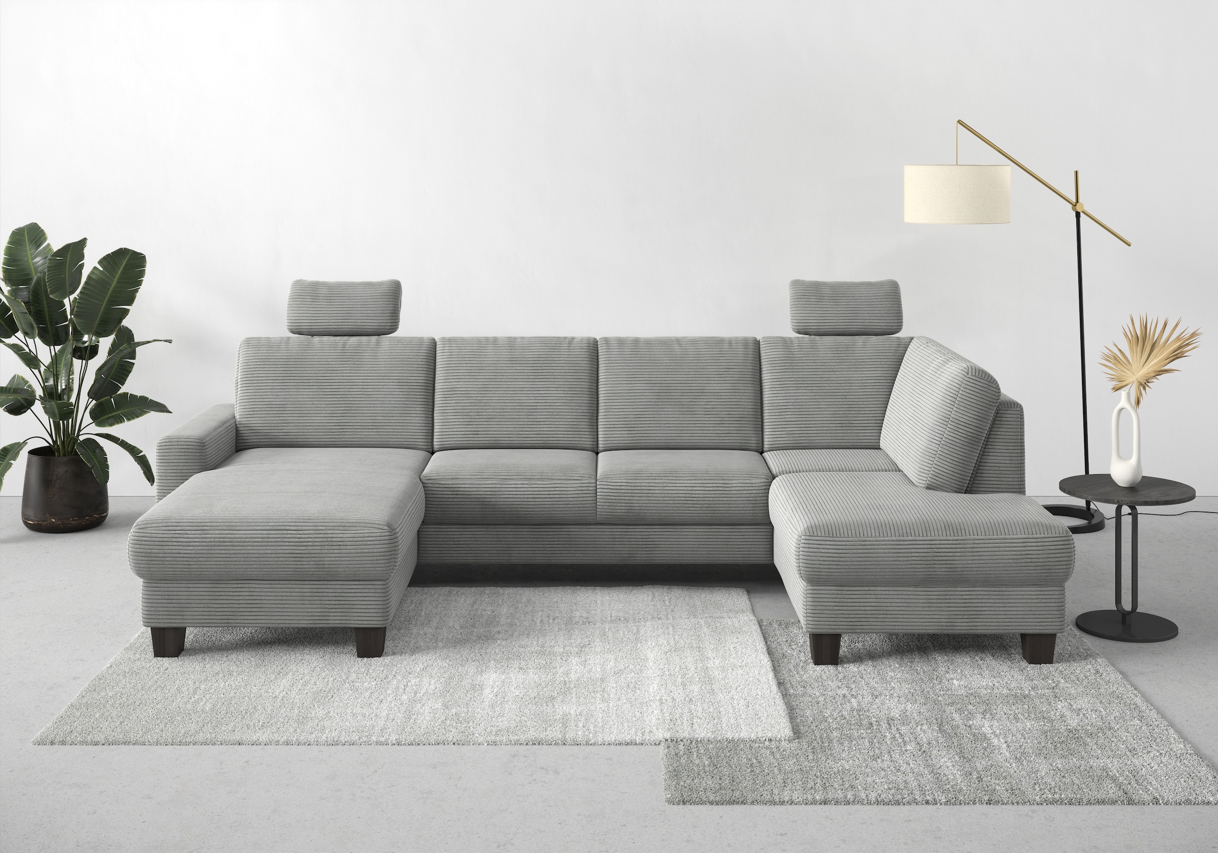 Home affaire Wohnlandschaft »Summer U-Form«, mit oder ohne Bettfunktion und Bettkasten, wengefarbene Holzfüsse