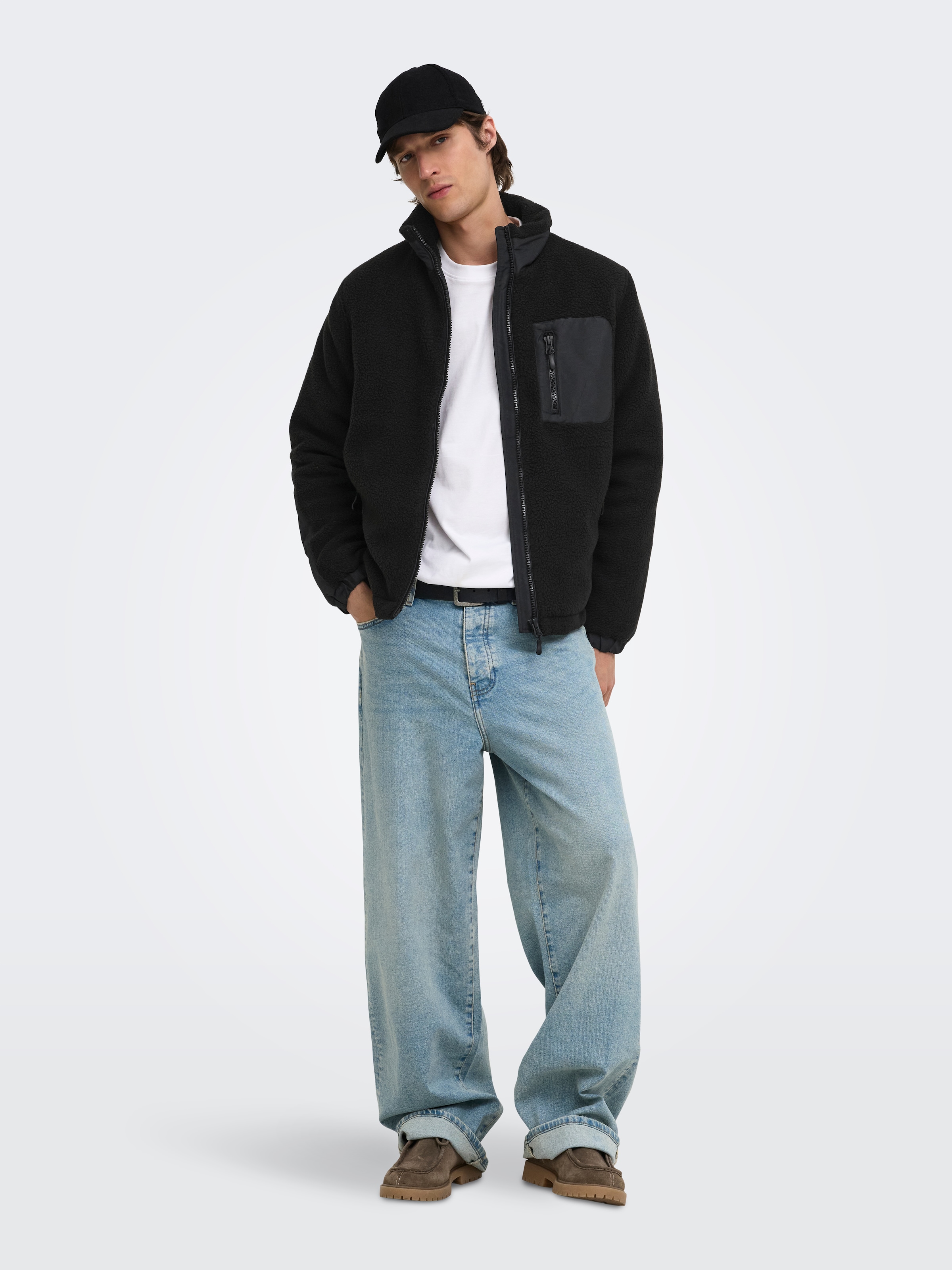 ONLY & SONS Kurzjacke »ONSTYRO PADDED SHERPA JACKET NOOS« Polyester, regular fit