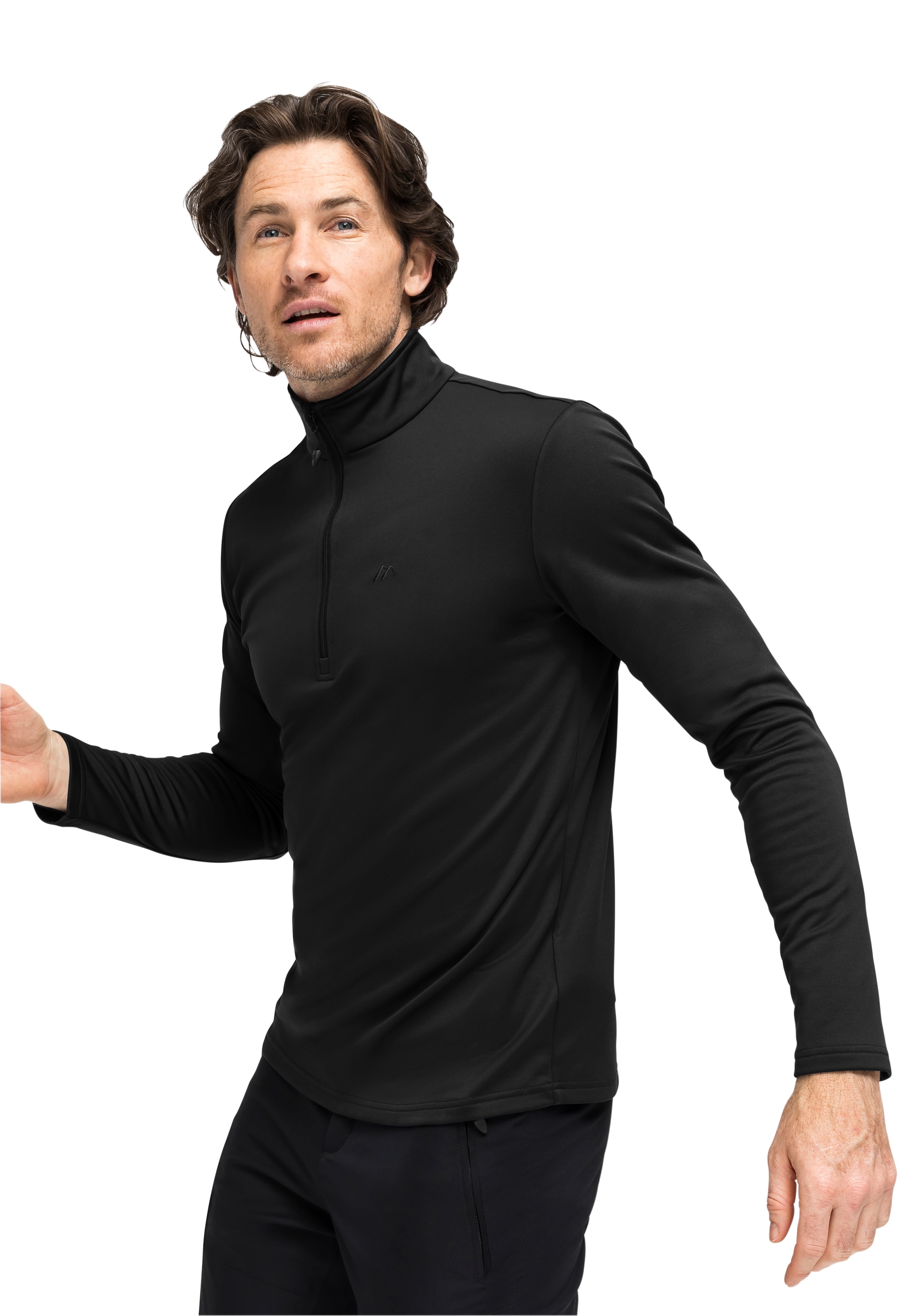 Maier Sports Pull en polaire »Felix«, polaire homme, couche intermédiaire fonctionnelle, demi-zip, coupe régulière

