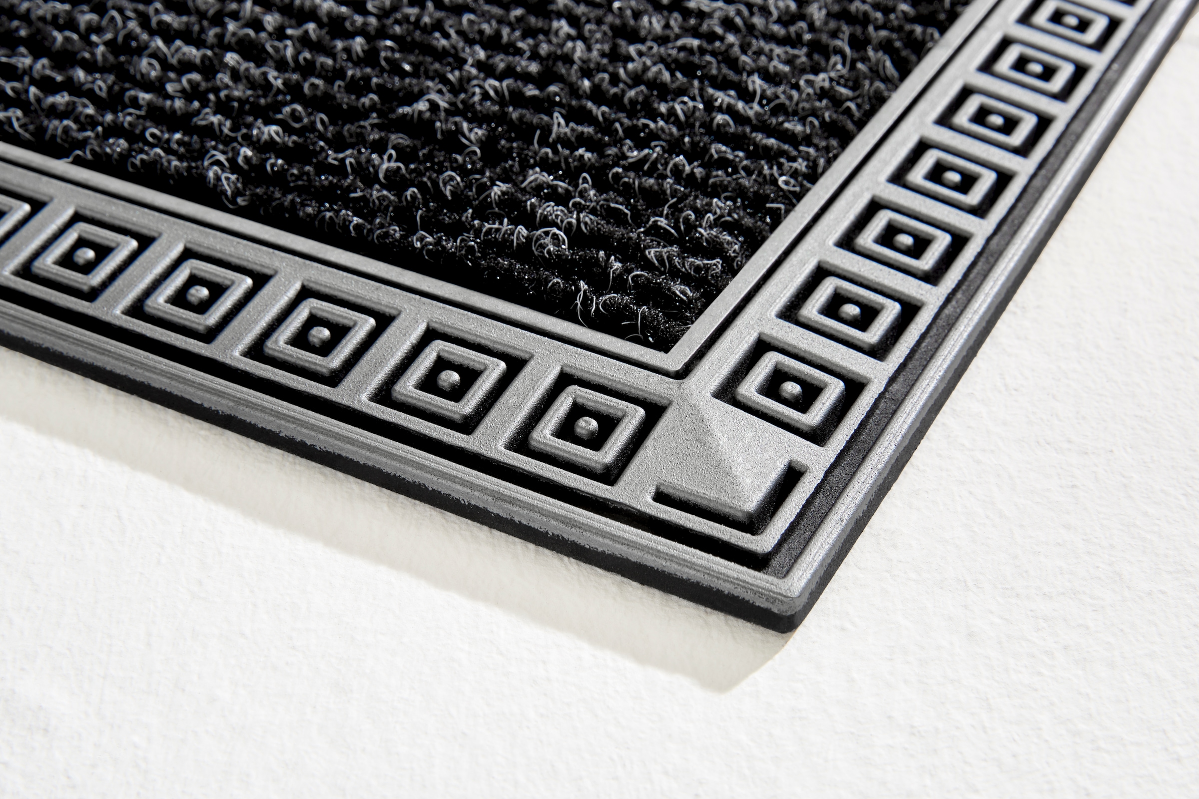 Home2Fashion Fussmatte »DualClean - Squares«, rechteckig, 8 mm Höhe, Schmutzfangmatte, robust, mit Bordüre, In- und Outdoor geeignet