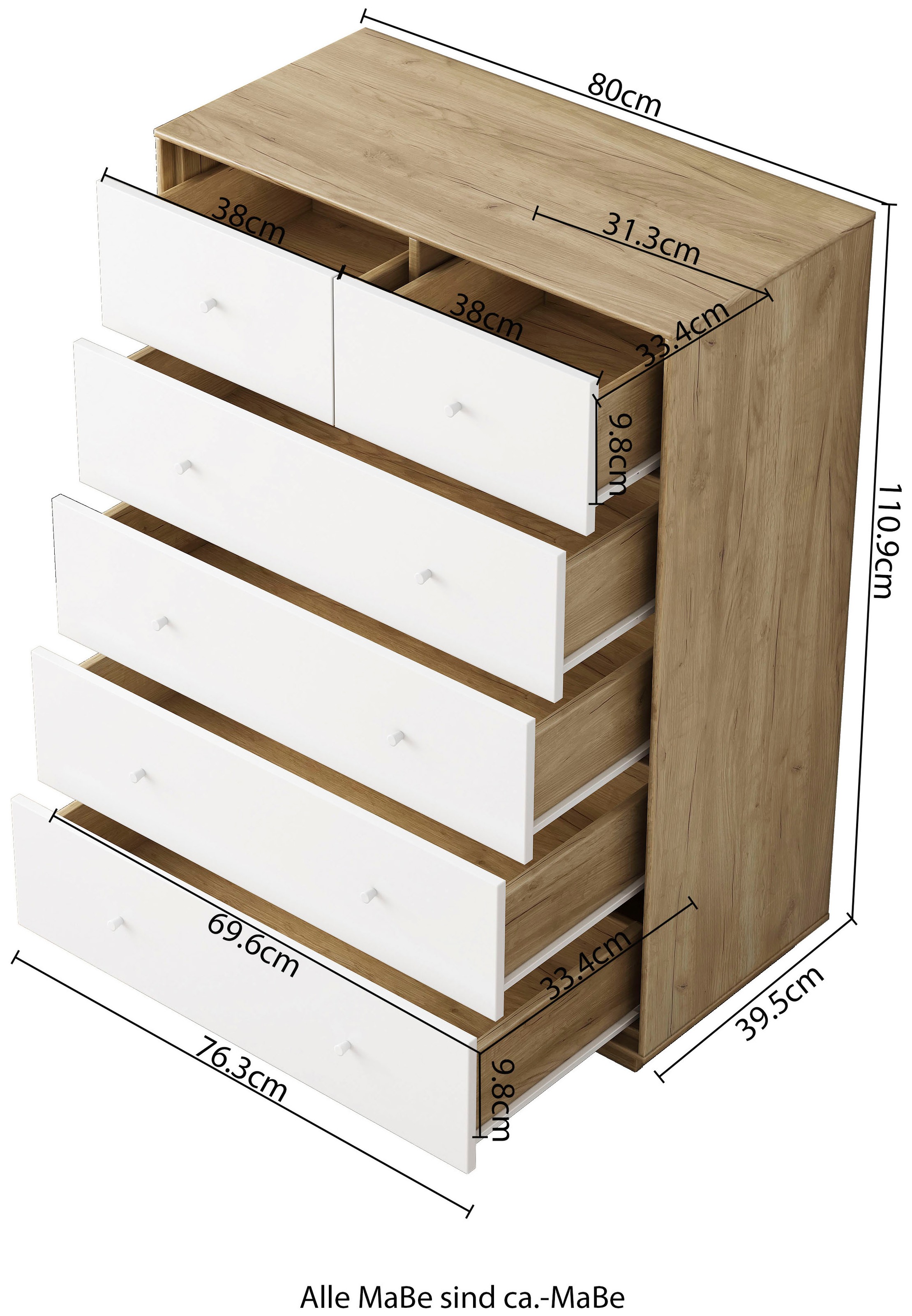 GOODproduct Kommode »Blaire« kratzfeste Melaminoberfläche, ABS-Kanten und FSC-zertifiziertem Holz