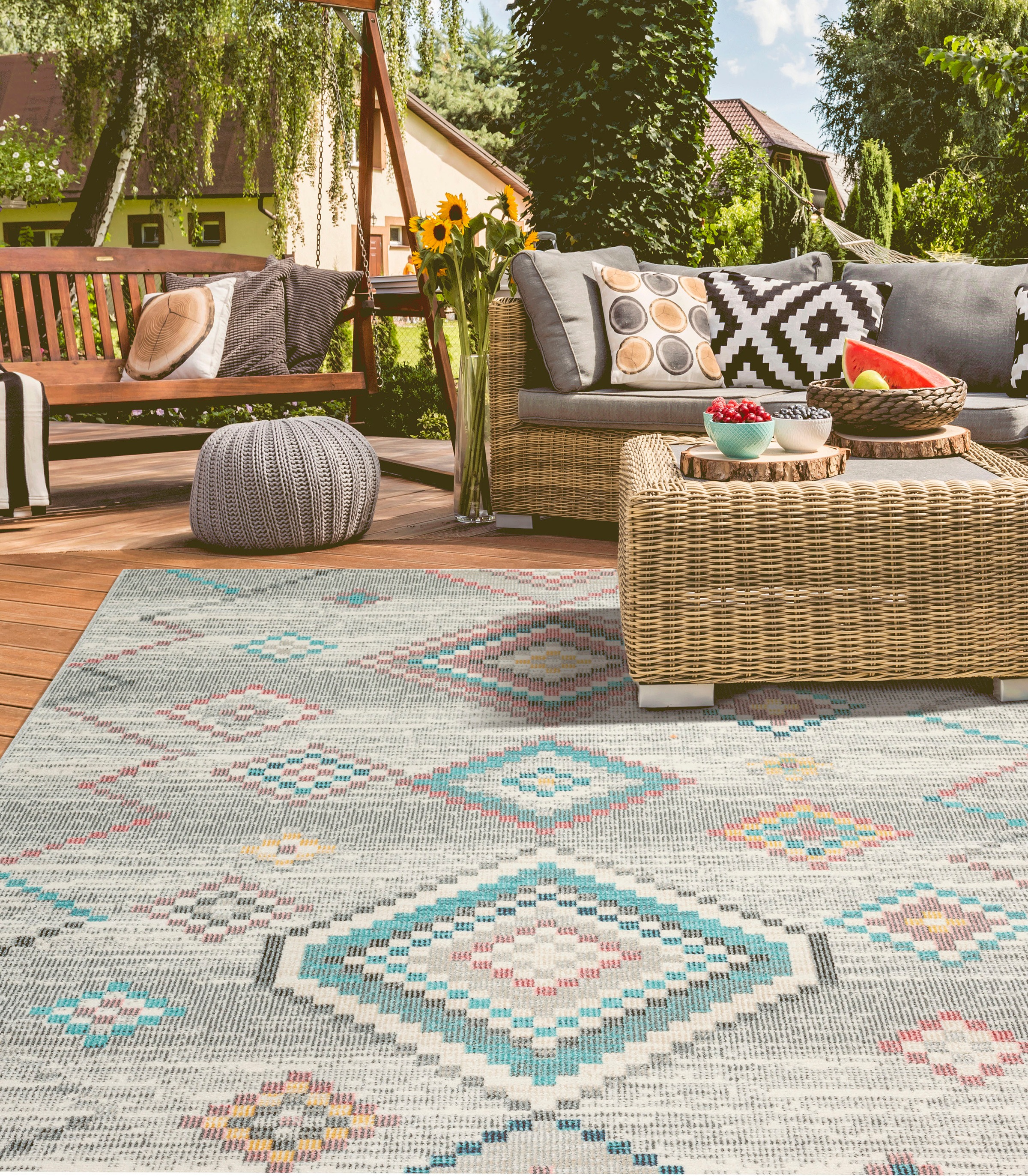 Image of merinos Teppich "Salsa Outdoor 54509" rechteckig 4 mm Höhe In- und Outdoor geeignet, Aussenbereich, Balkon, robust, Vintage