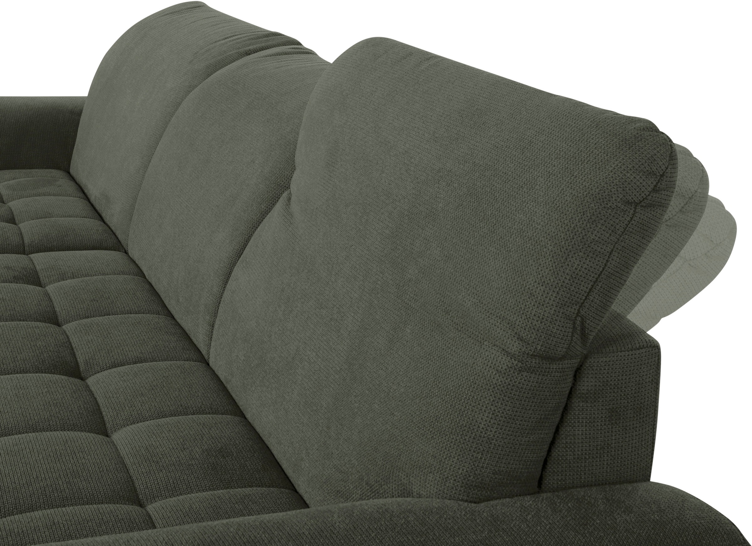 DOMO collection Ecksofa »Franzi, zeitlos und elegant, moderne Sitzheftung, L-Form«, wahlweise mit Kopfteilverstellung (dann Tiefe: 170 cm)