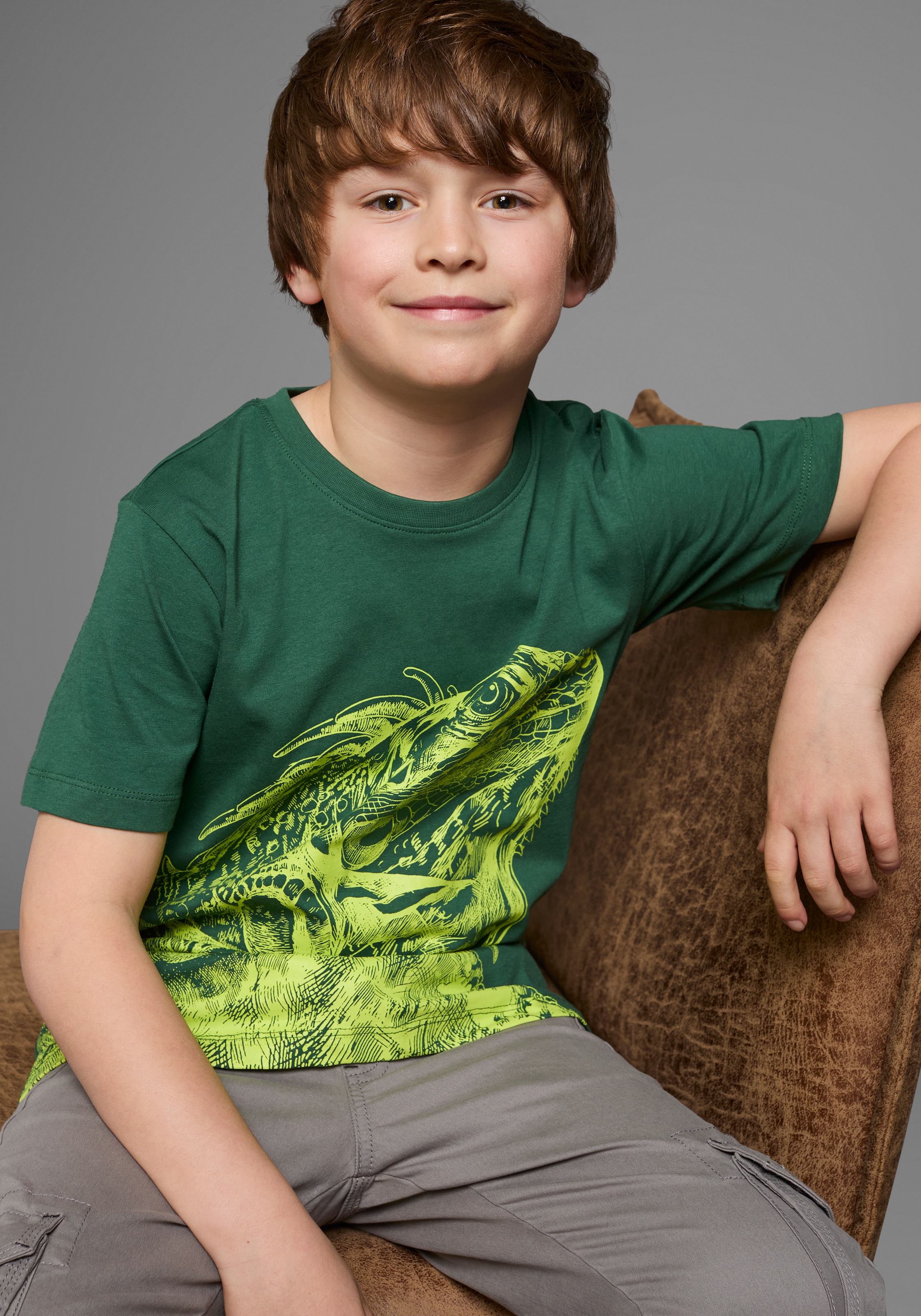 KIDSWORLD T-Shirt »GECKO«, Kurzarm, Basic-Passform, bedruckt, Rundhalsausschnitt