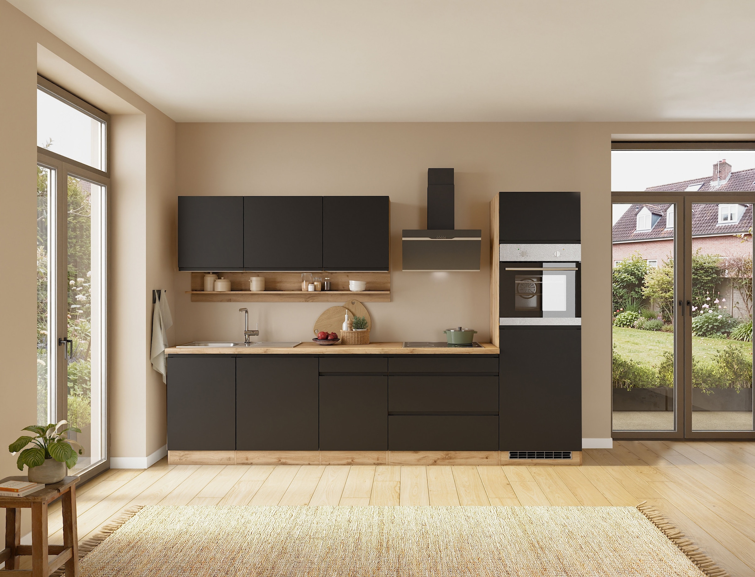 KOCHSTATION Armoire d'encastrement pour four »KS-Virginia,neu in verbesserter Ausführung« Rangement, Softclose,  largeur 60 cm, hauteur 200 cm, niche pour poêle L/H/P : 56/59/55 cm