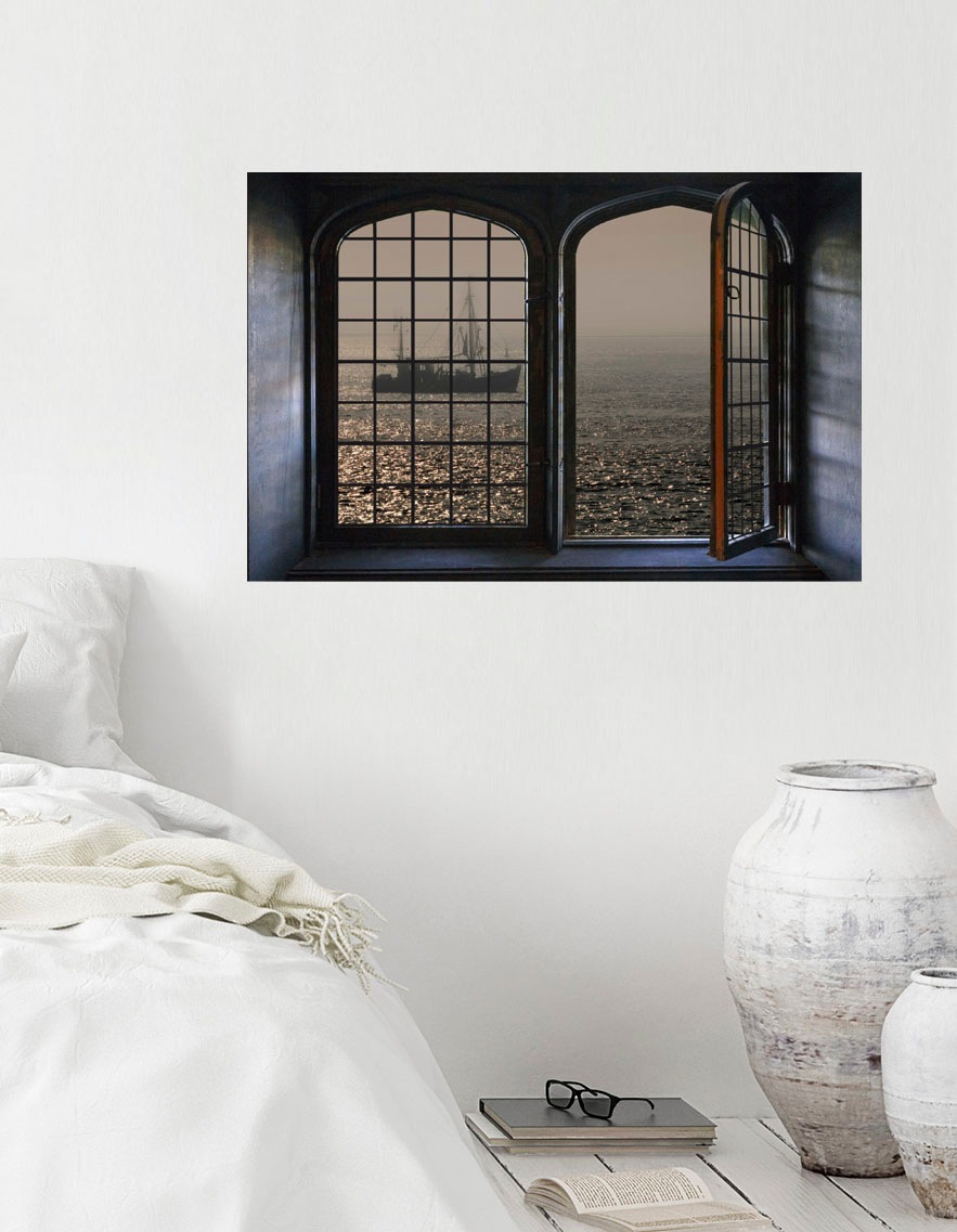 Image of queence Wandsticker "Schiff" Wandsticker, Wandbild, selbstklebend, 3D, Fenster