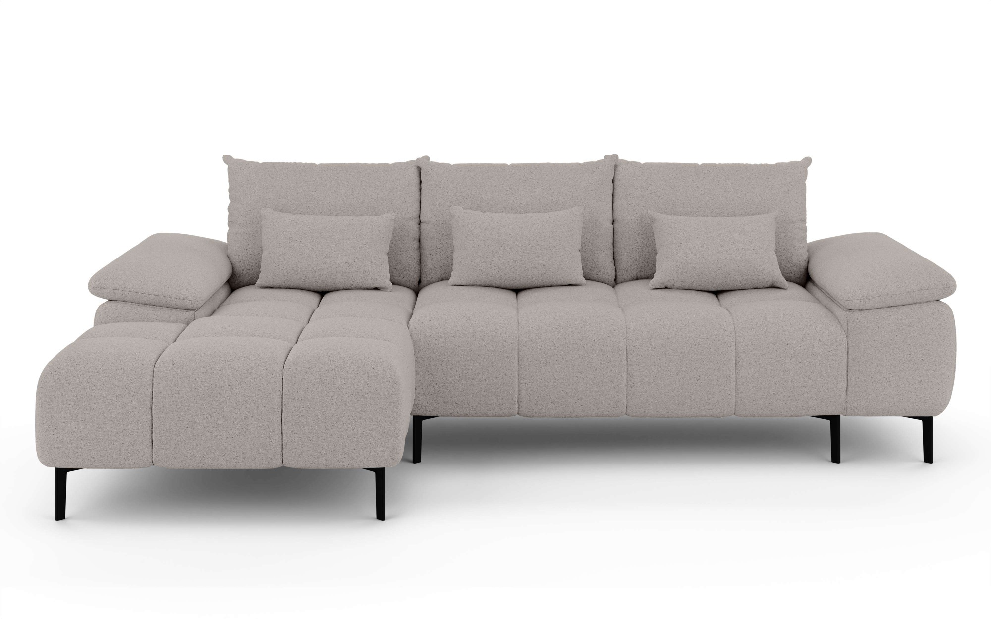 INOSIGN Ecksofa »DROMARA Schlafsofa mit Bettkasten, Masse: B/T/H 277/141/91 cm«, L-Form mit Recamiere rechts/links bestellbar, Wellenunterfederung