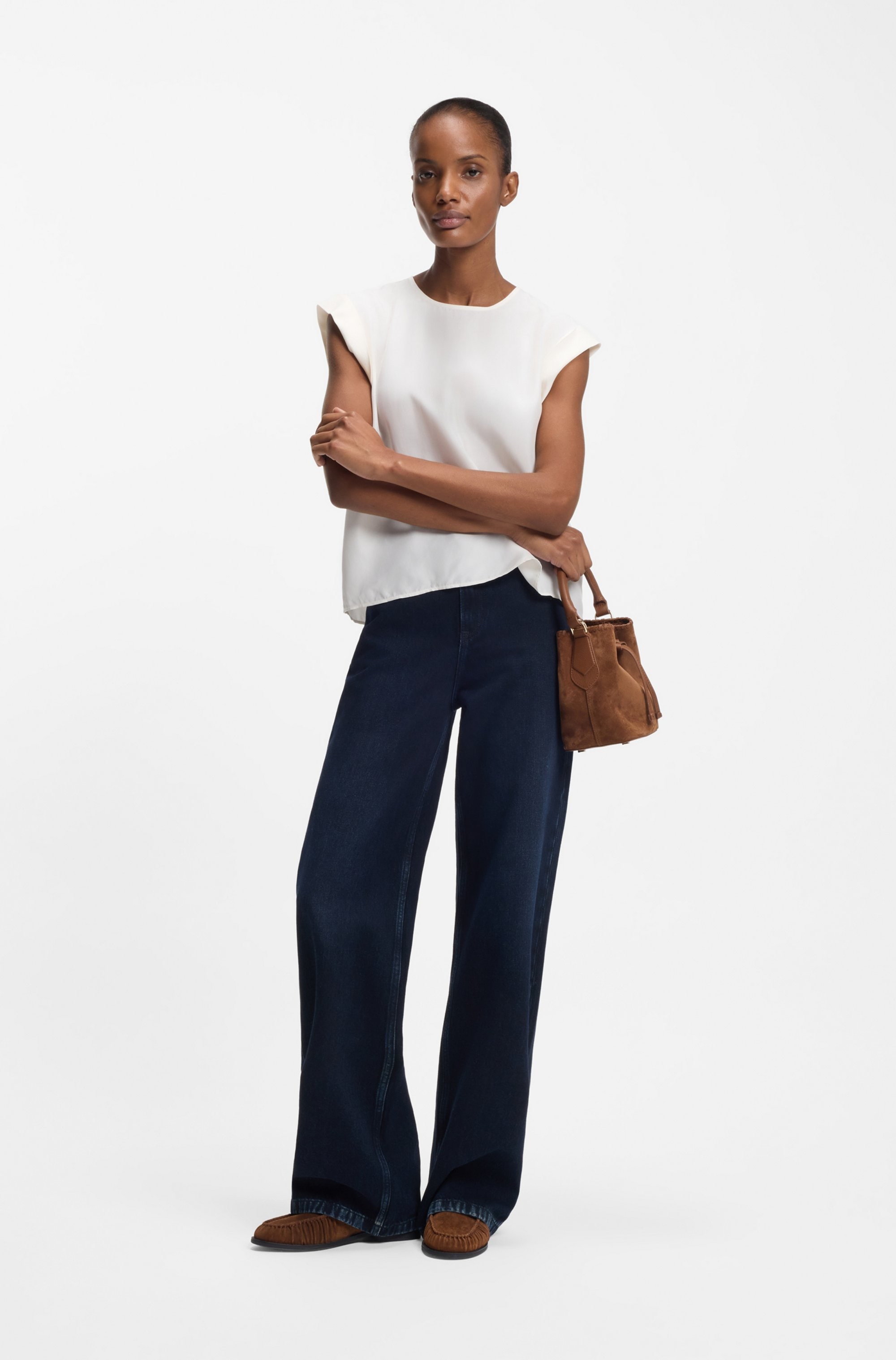 BOSS ORANGE Chemisier à chemise »Irnette Premium Damenmode« mit Ärmelaufschlag