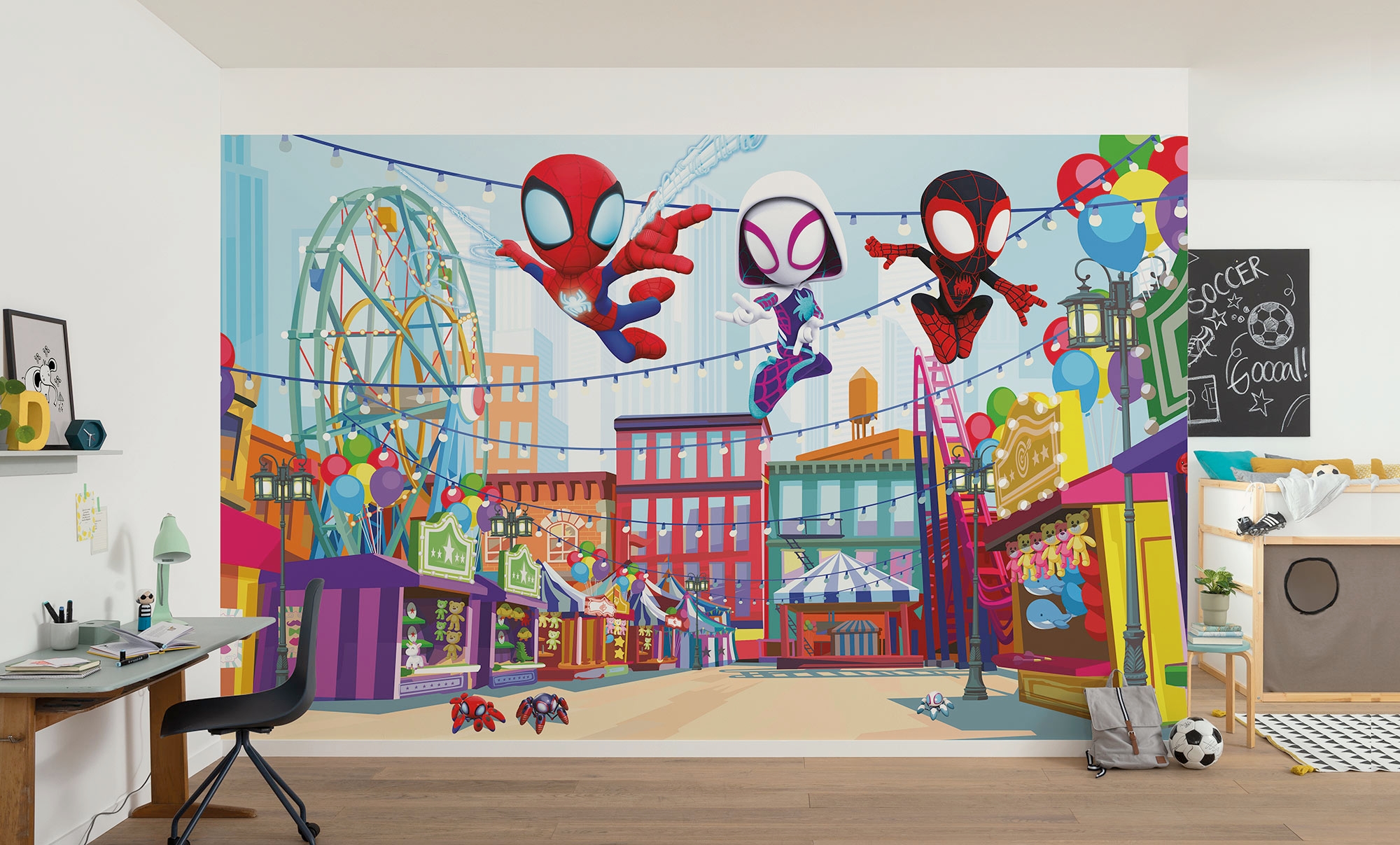 Image of Komar Kindertapete "Marvel Spidey And His Amazing Friends Theme Park" bedruckt glatt