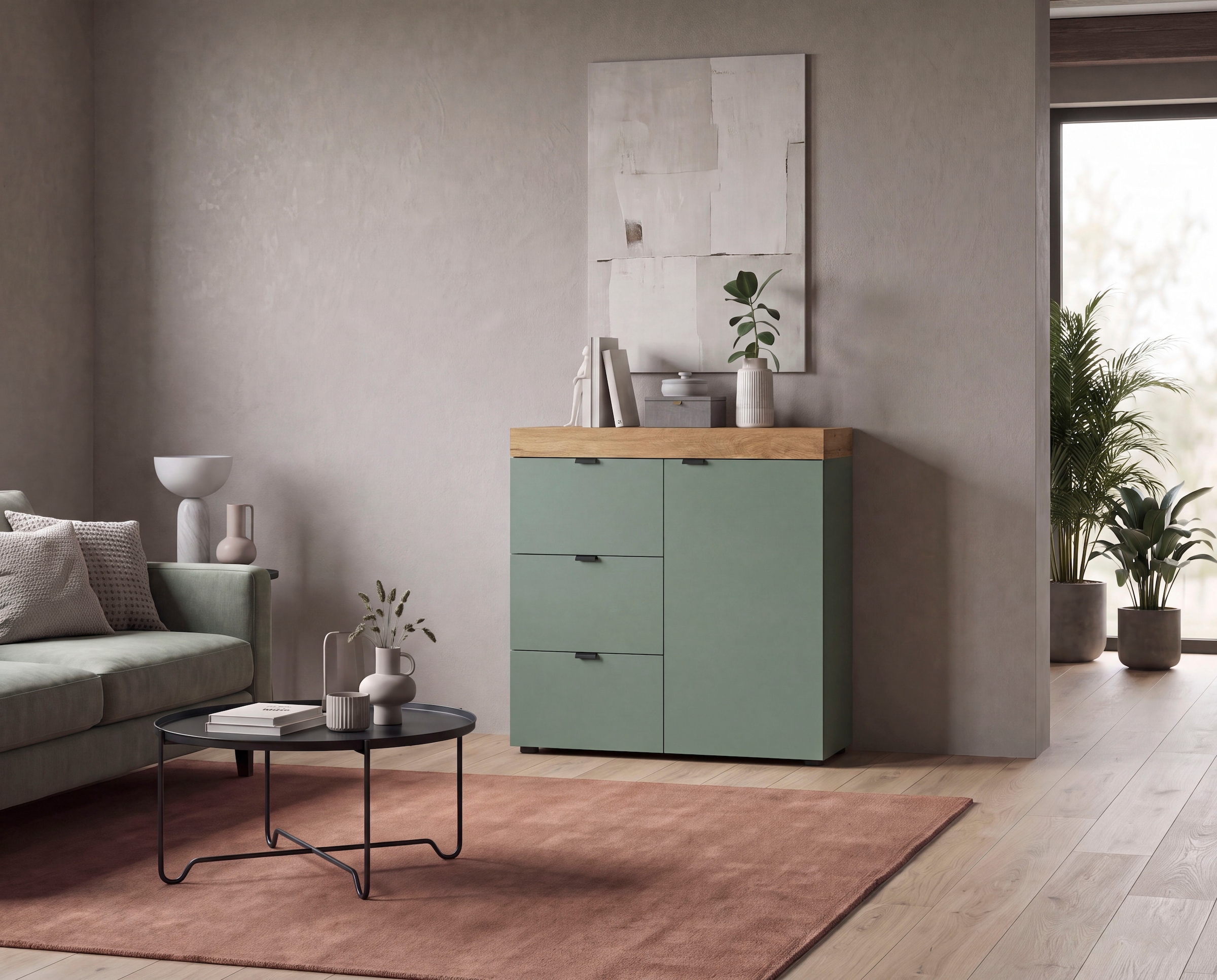 GOODproduct Kommode »MAMBO II, Breite 77 cm, 1 Tür, 1 Einlegeboden, 3 Schubkästen« 1 Stk. tlg. Kommode, Anrichte, Wohnzimmer, Schlafzimmer