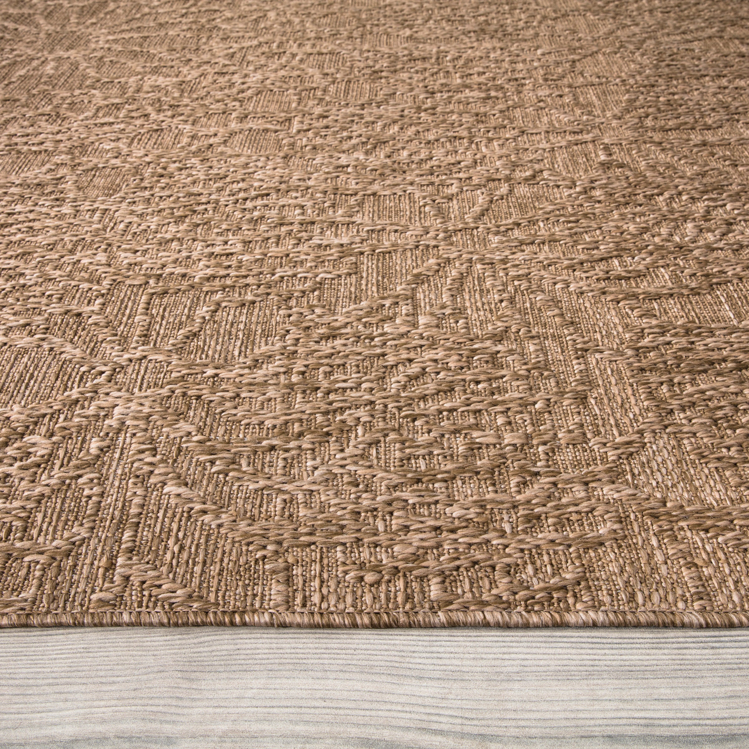 Paco Home Teppich »Rimini 411«, rechteckig, 4 mm Höhe, Flachgewebe, Uni Farben, Hoch-Tief Effekt, In- und Outdoor geeignet