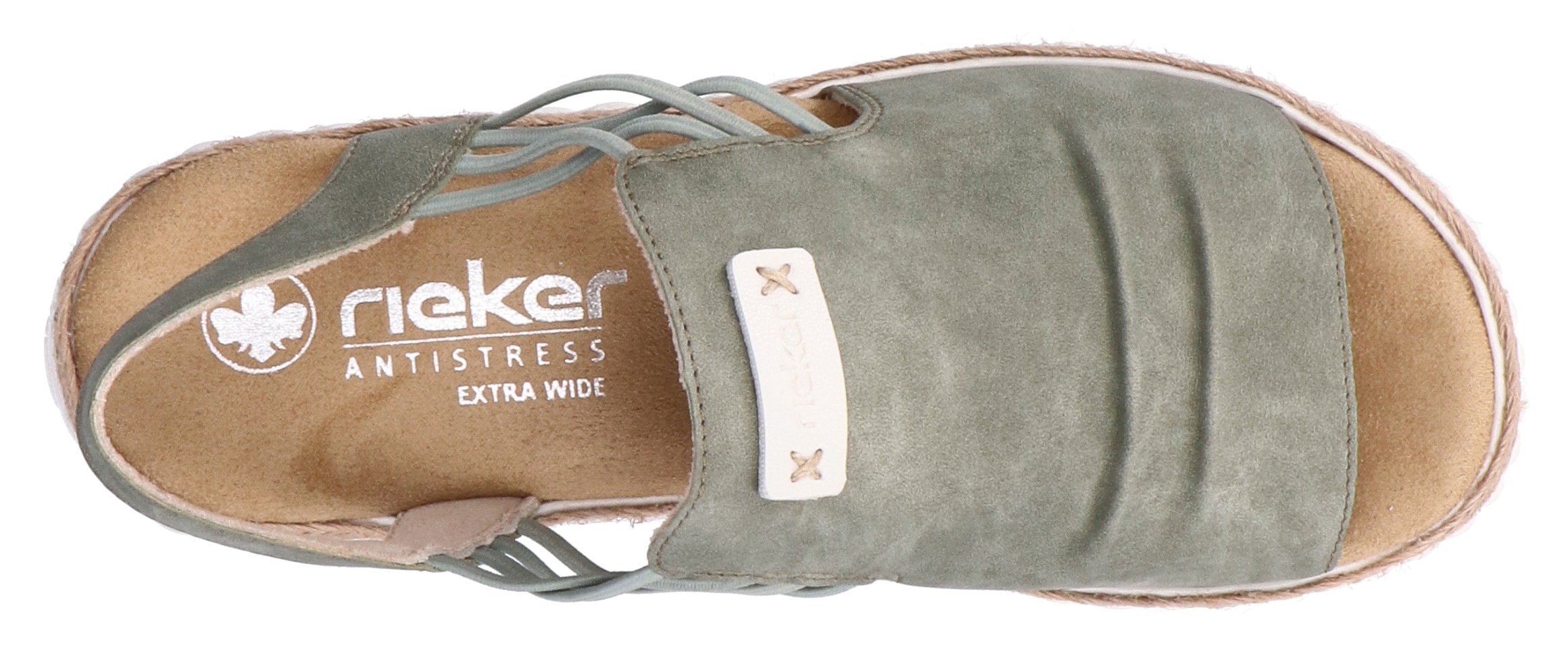 Rieker Plateausandale  , Keilsandalette, Sommerschuh mit Juterahmen an der Laufsohle