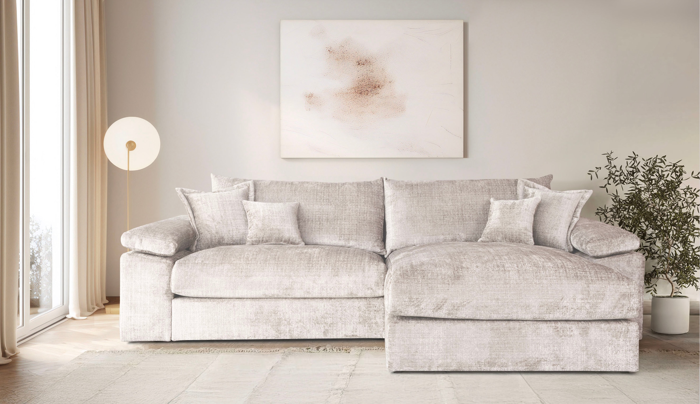 Image of Home affaire Ecksofa "Soft&Cosy XXL L-Form, B: 303 cm - OTTO. Verlässliche Qualität." Mega-Sofa, Cord oder Chenille-Struktur, mit Federkern & 4 Zierkissen