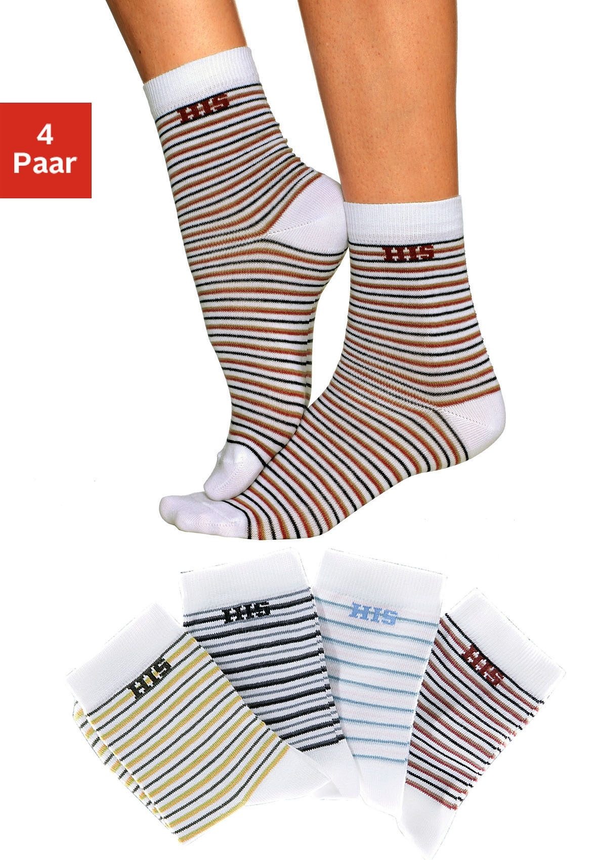 Image of H.I.S Basicsocken Packung, 4 Paar tlg. mit eingestricktem Markenlogo