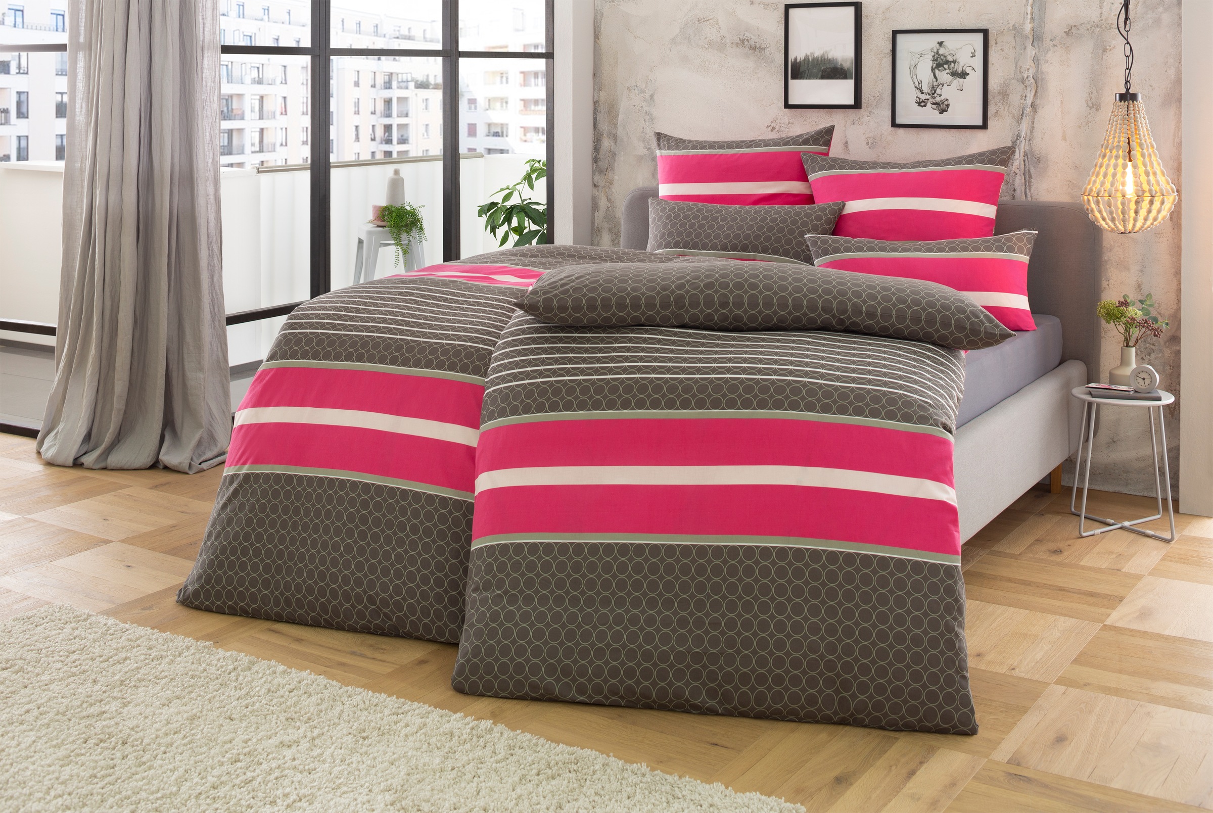my home Bettwäsche »Circle Bettwäsche mit Streifen-Design, OEKO-TEX® zertifiziert«, (2... kaufen
