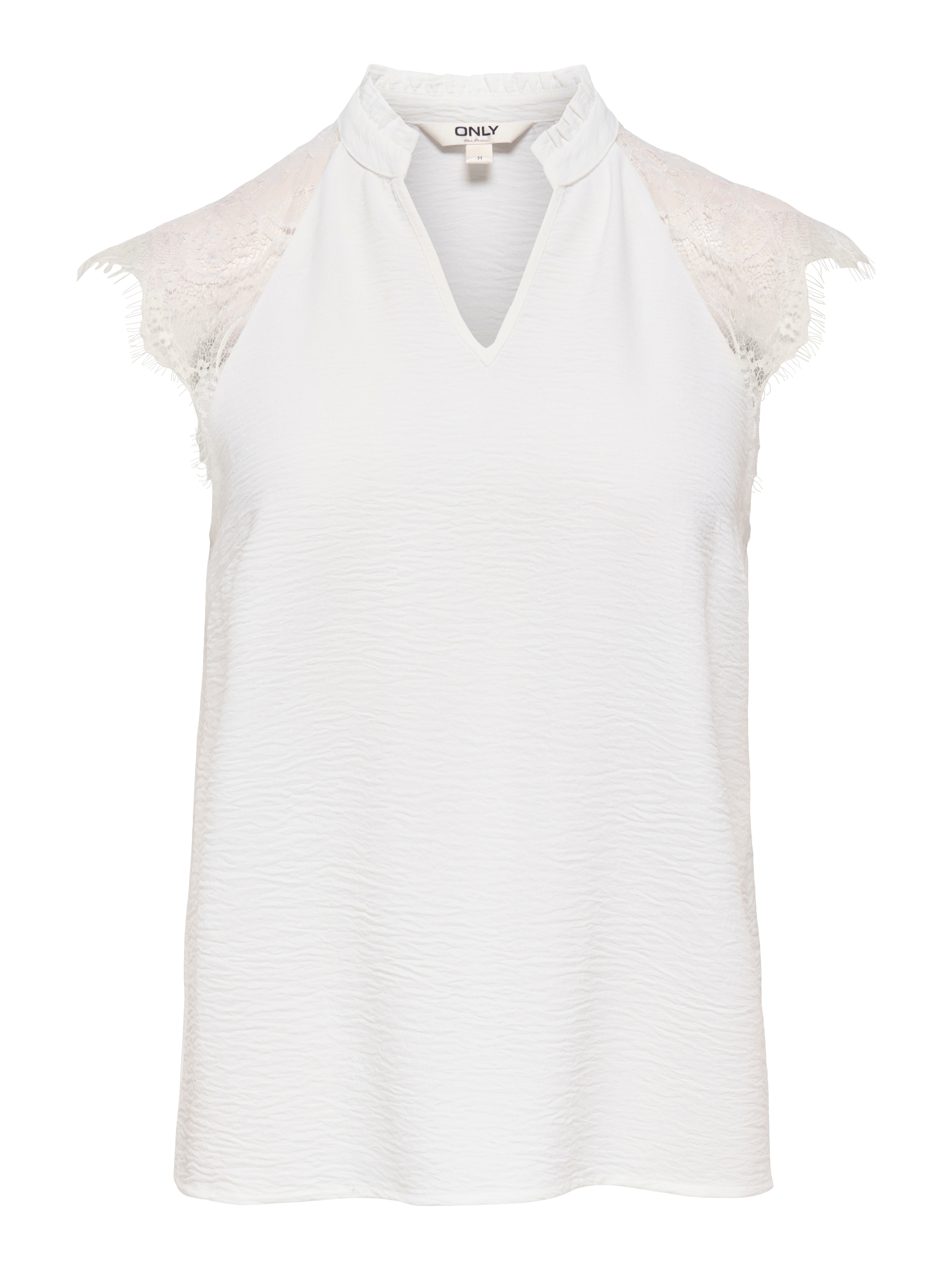 ONLY Shirttop »ONLPLOY METTE SL LACE V-NECK TOP WVN« Kunstfaser, regular fit, V-Ausschnitt