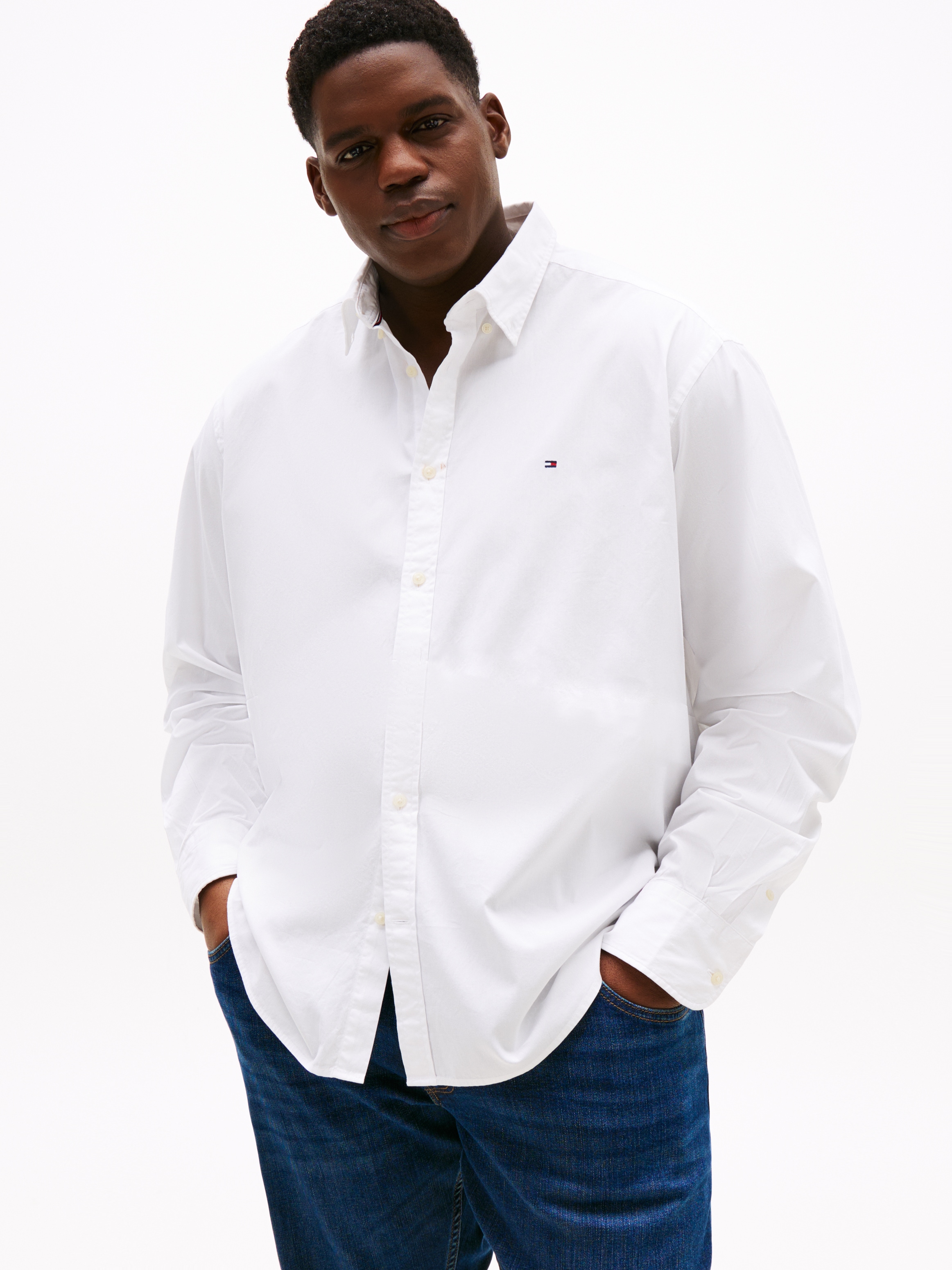 Tommy Hilfiger Big & Tall Langarmhemd »BT-FLEX POPLIN SOLID RF SHIRT-B«, Grosse Grössen