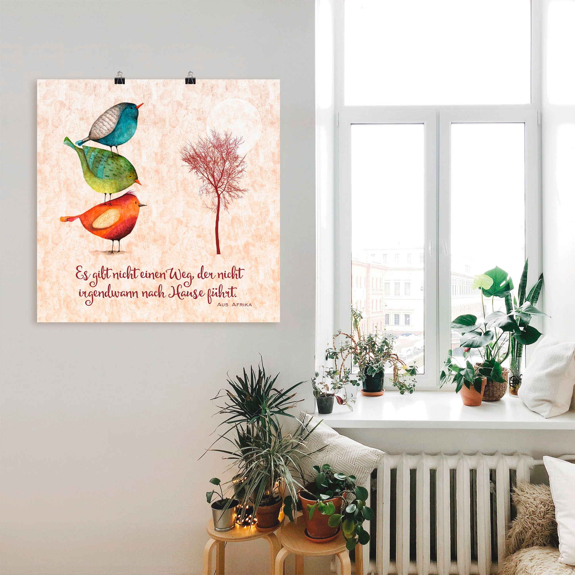 Image of Artland Wandbild »Lebensweisheit Zu Hause«, Tiere, (1 St.), in vielen Grössen & Produktarten - Alubild / Outdoorbild für den Aussenbereich, Leinwandbild, Poster, Wandaufkleber / Wandtattoo auch für Badezimmer geeignet bei Ackermann Versand Schweiz