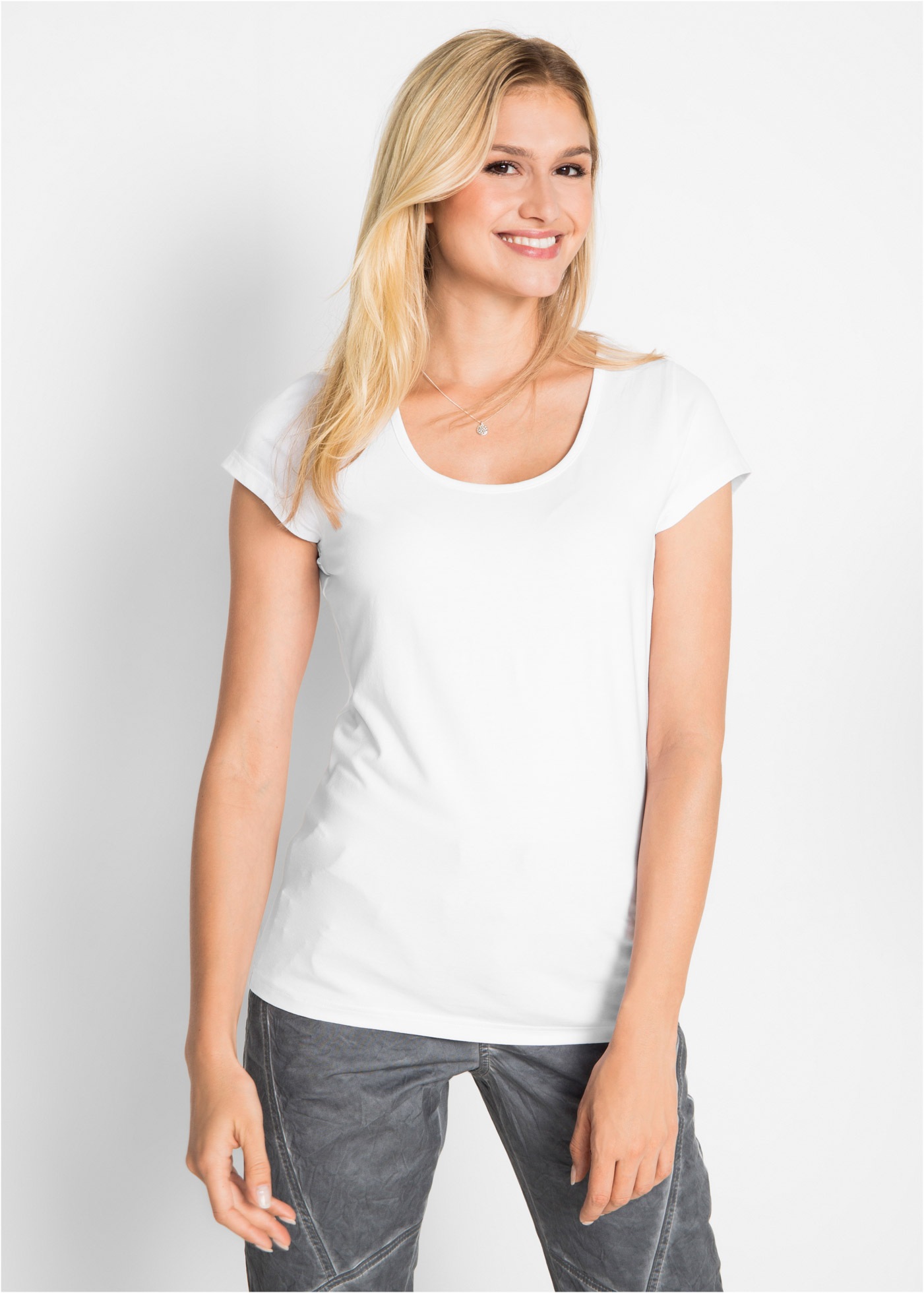 Image of bonprix T-Shirt figurbetonte slim fit Passform, Kurzarm, aus Baumwolle und Elasthan