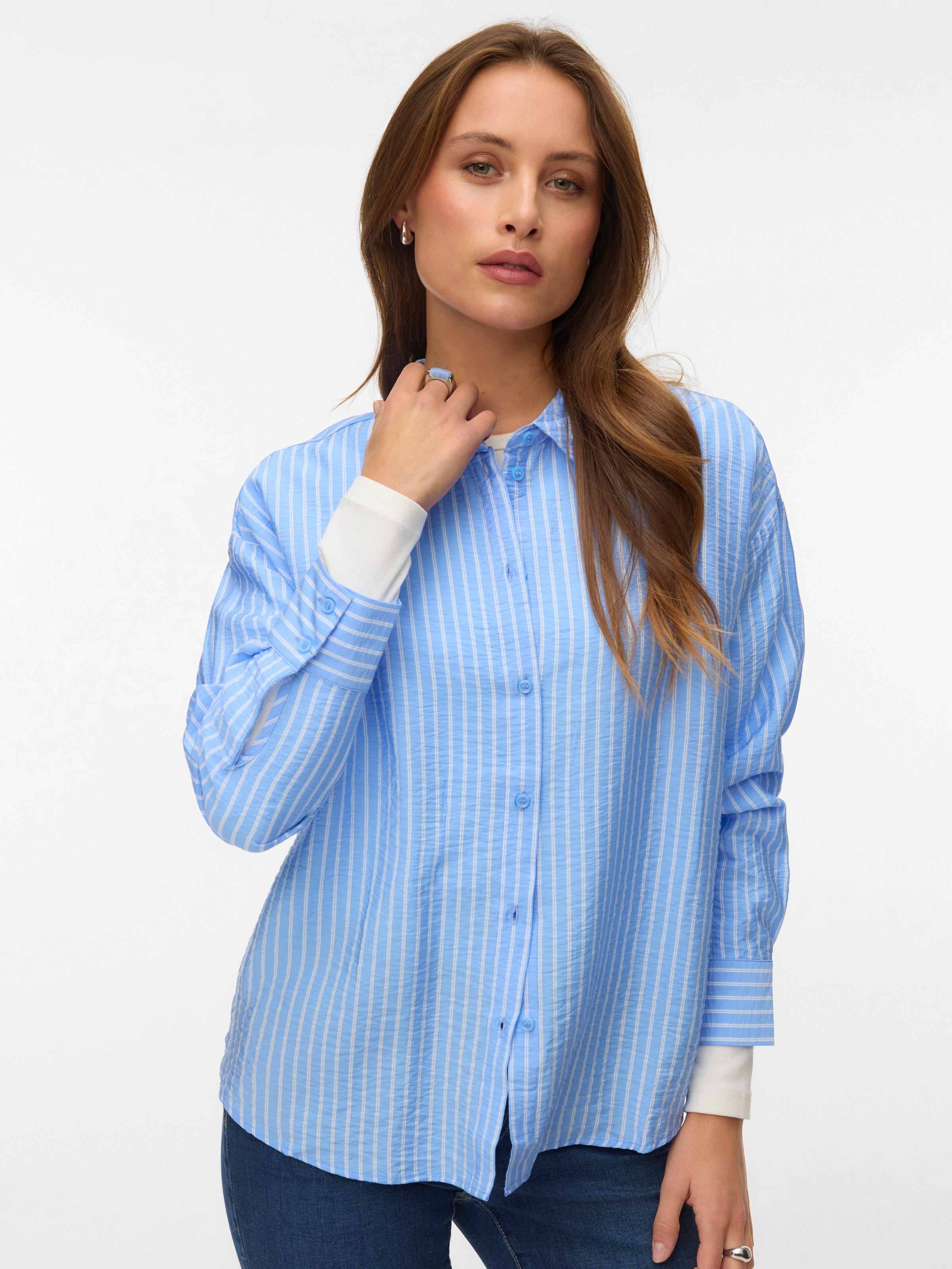 Image of Vero Moda Hemdbluse "VMKAJA LS SHIRT WVN" mit Streifen