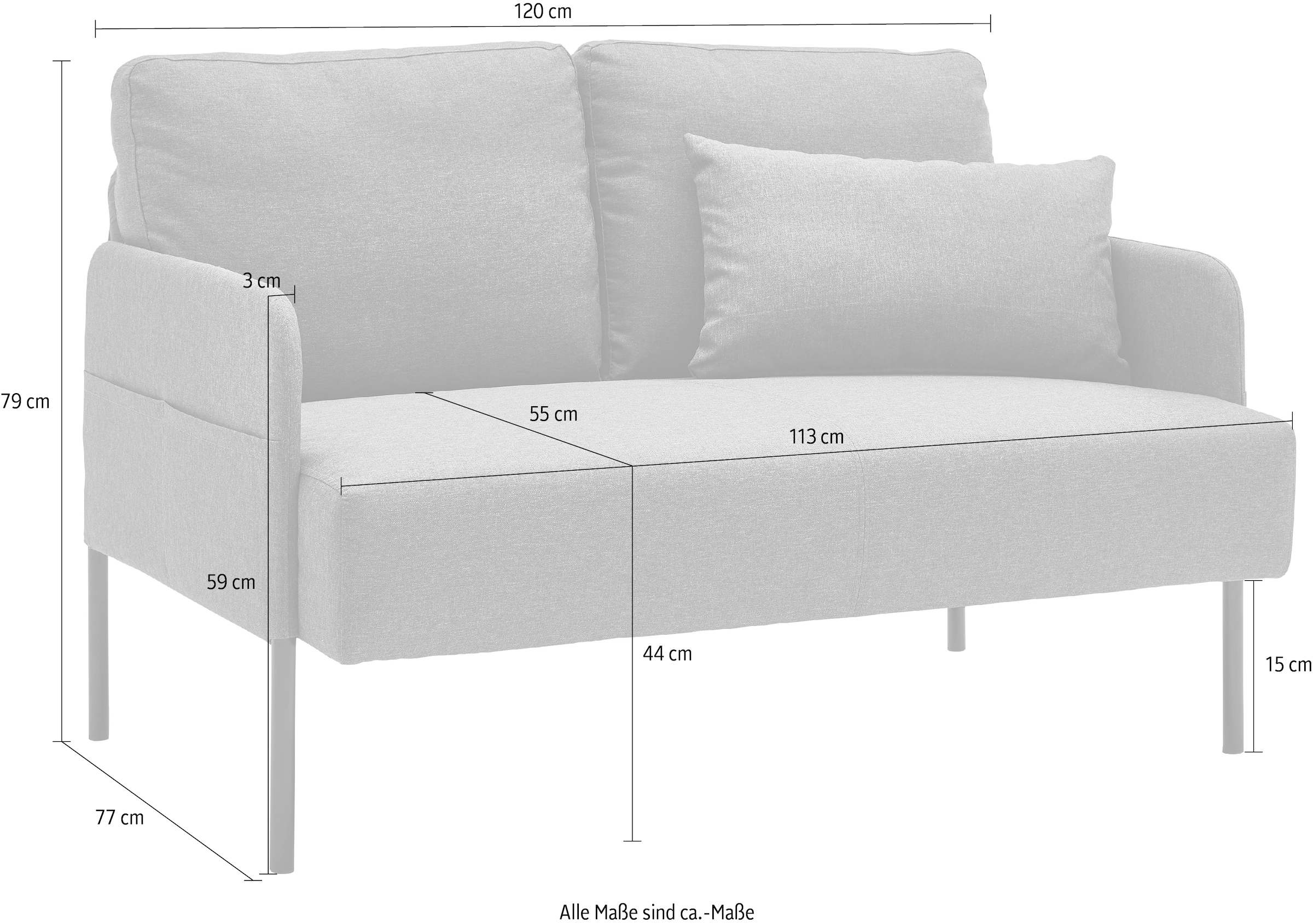 [Neu eingeführt] ♕ ATLANTIC home collection Sofa auf versandkostenfrei und Rückenkissen Wellenunterfederung Seitentasche, »Glenn«, mit