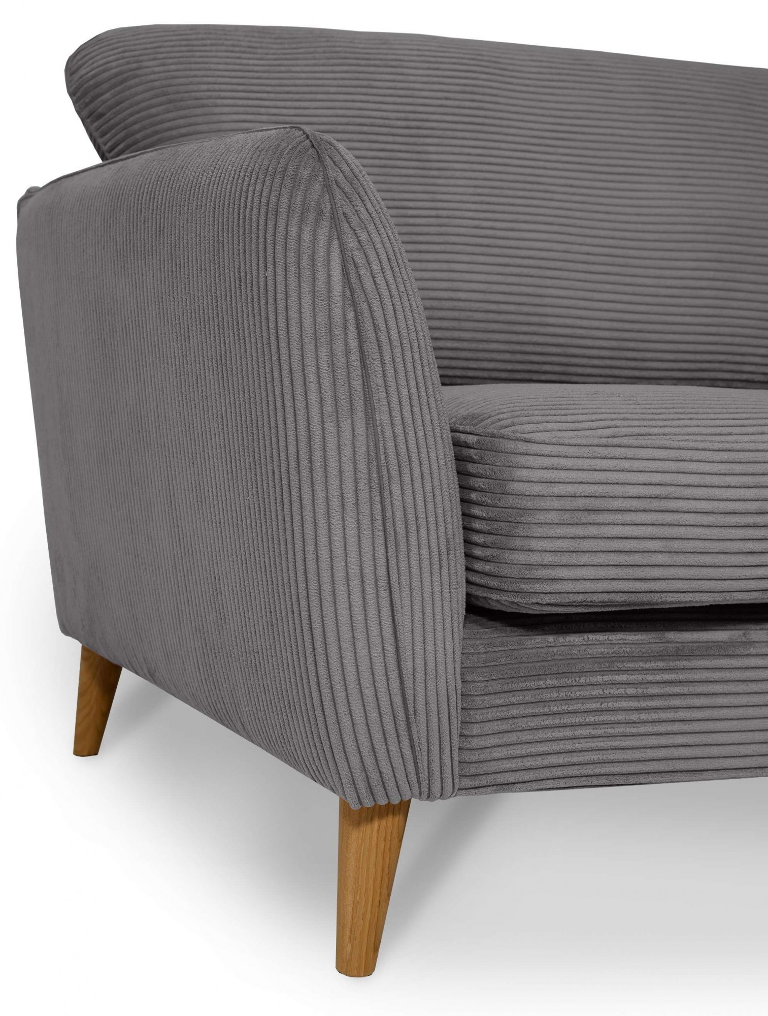 Home affaire 3-places »MARSEILLE 3er Sofa 206 cm, Cord, Flachgewebe, Struktur, Webstoff« Massivholzbeine Eiche, Landhausstil, Wellenunterfederung