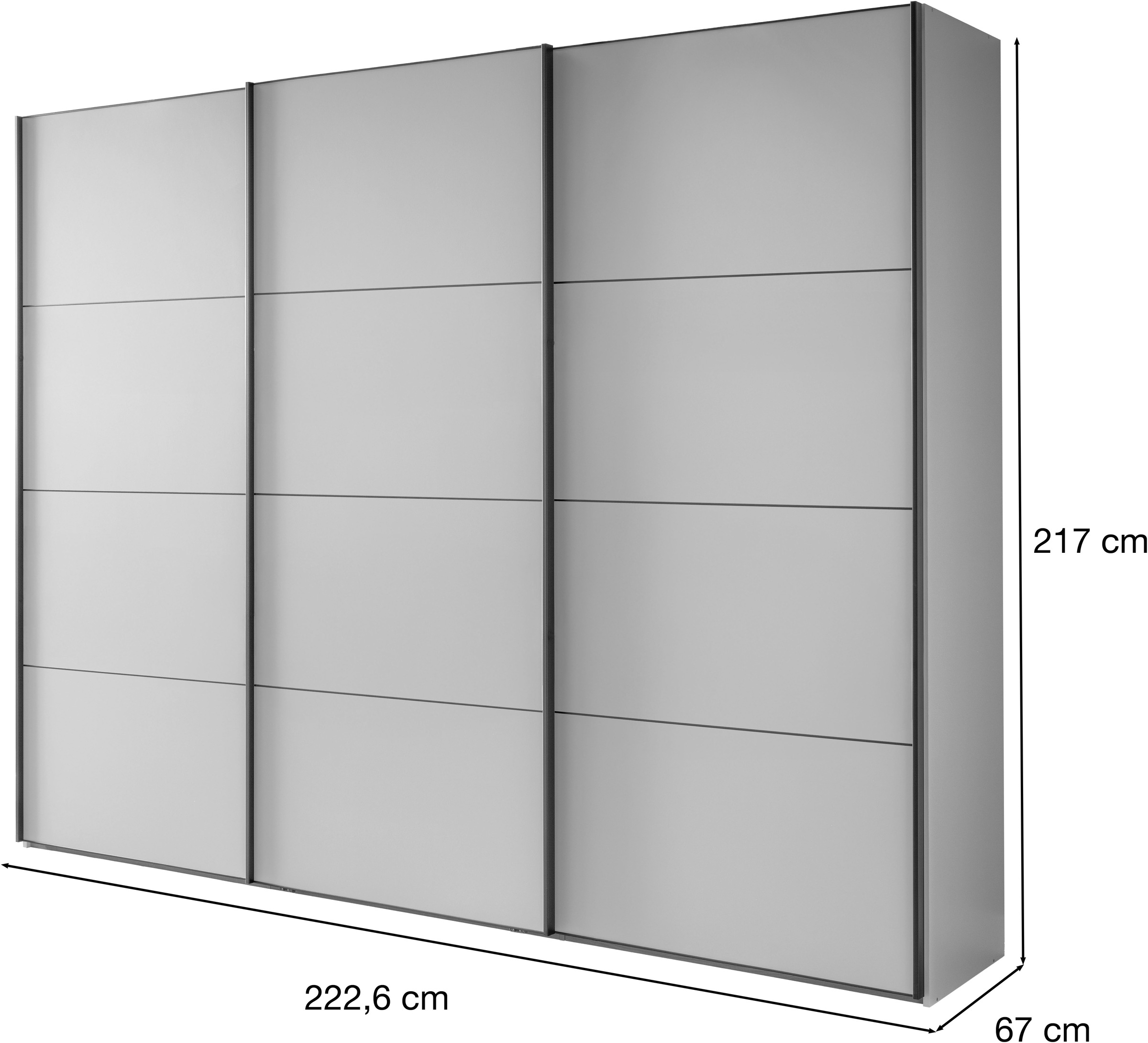 WIEMANN Armoire à portes coulissantes »Phoenix, Made in Germany, modernes Design, Highlight, Blickfang« ,  espace de rangement maximal, y compris étagères, étagères à linge et amortisseurs