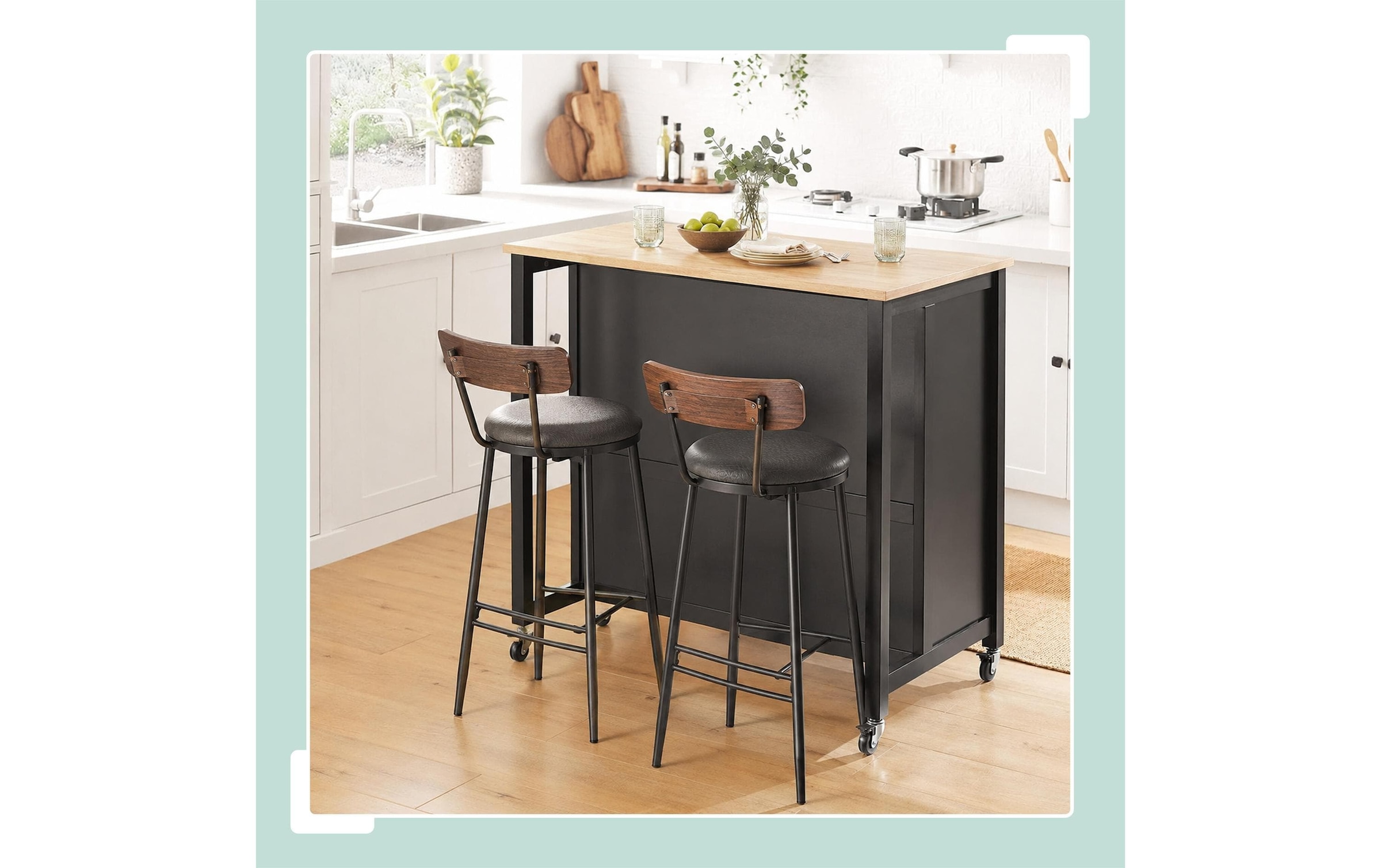 relaxdays »Küchenwagen Kücheninsel 100 x 94 x 60 cm, Schwarz/Braun«