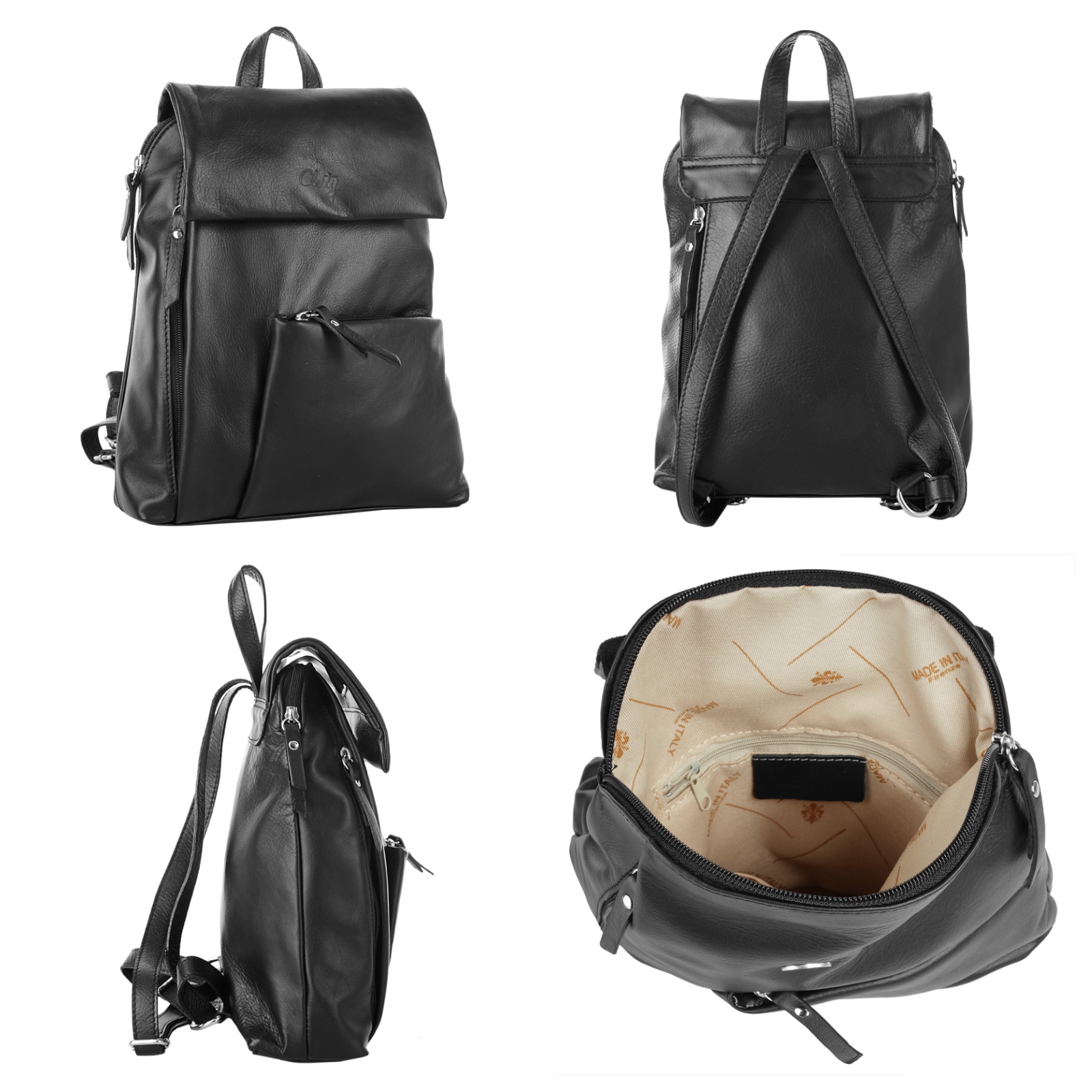 Cluty Cityrucksack, echt Leder, Made in Italy