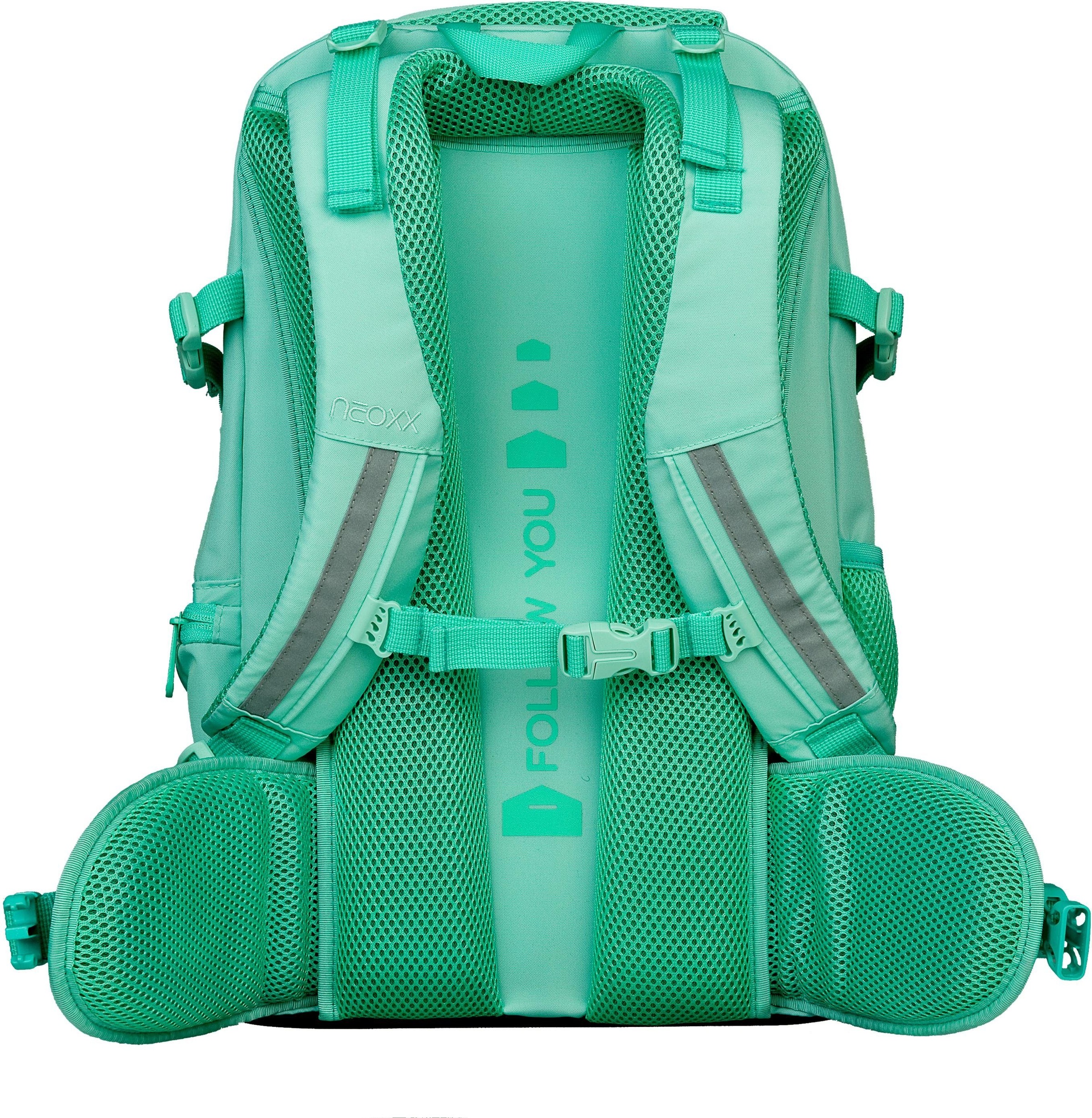 neoxx Schulrucksack »Active, Mint to auf PET-Flaschen recycelten versandkostenfrei aus be«, Details, reflektierende