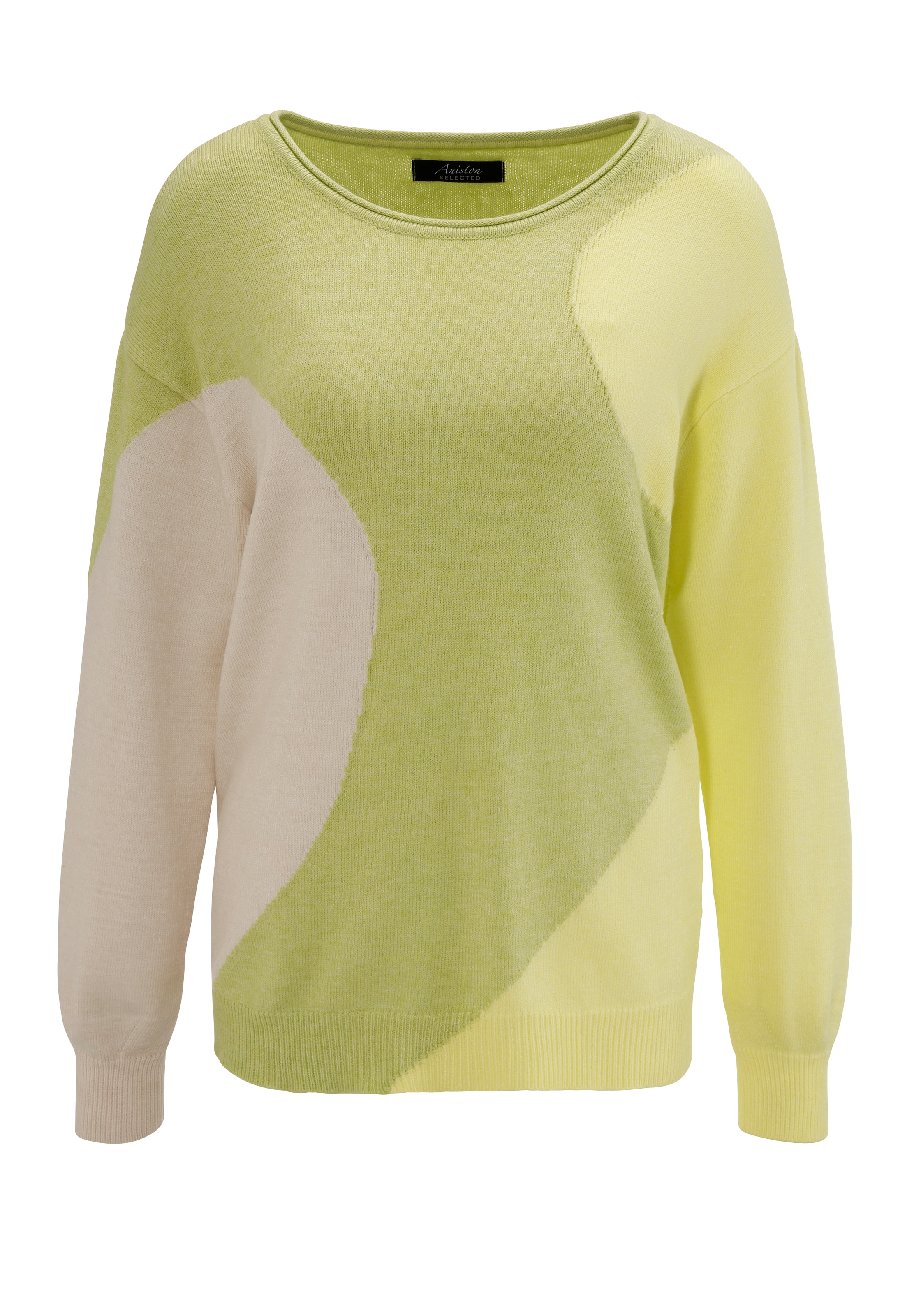 Aniston SELECTED Strickpullover, mit Rollkante am Rundhalsausschnitt