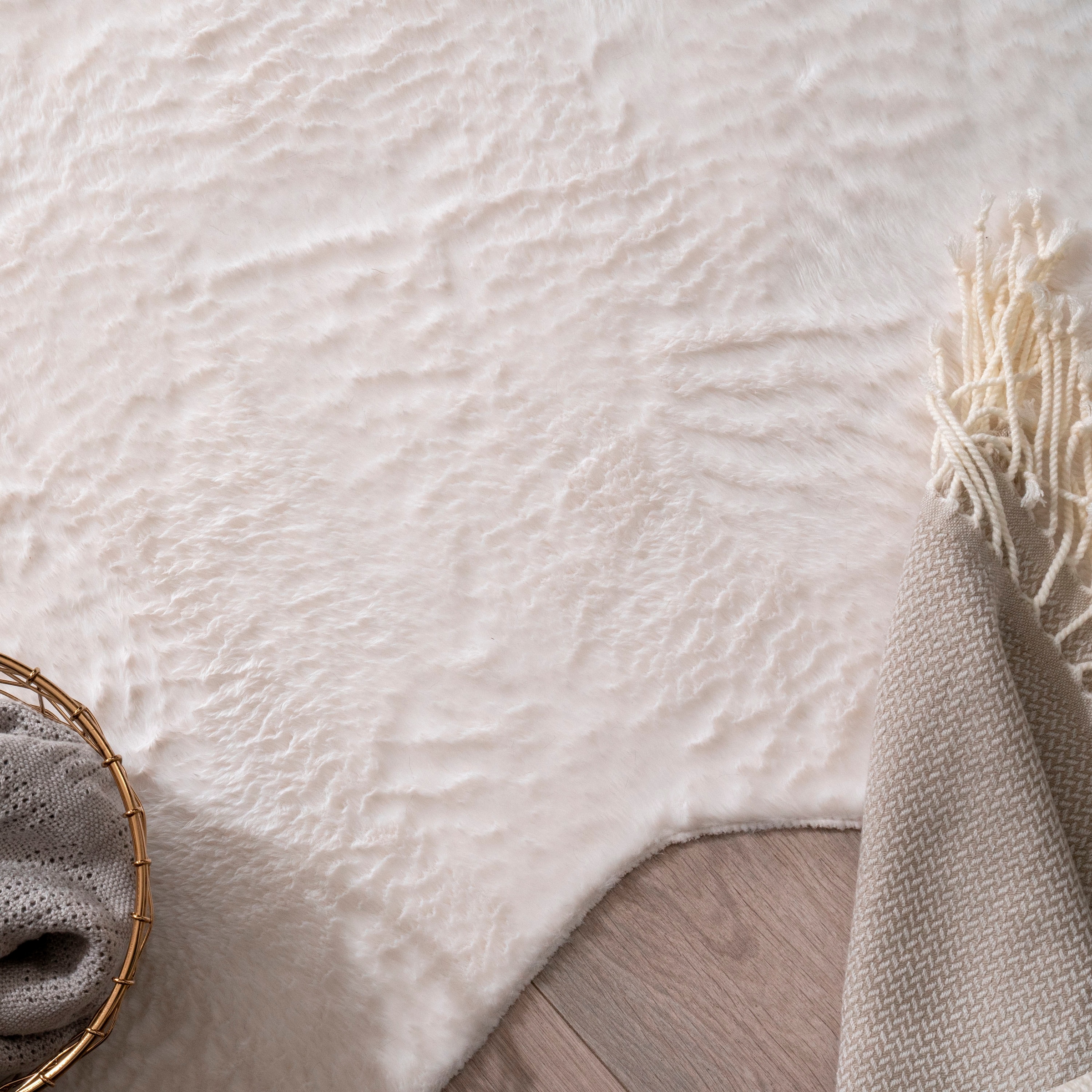 Paco Home Teppich »Pelt 640 Wolke«, wolkenförmig, 16 mm Höhe, Kunstfell, Uni Farben, sehr weicher Flor