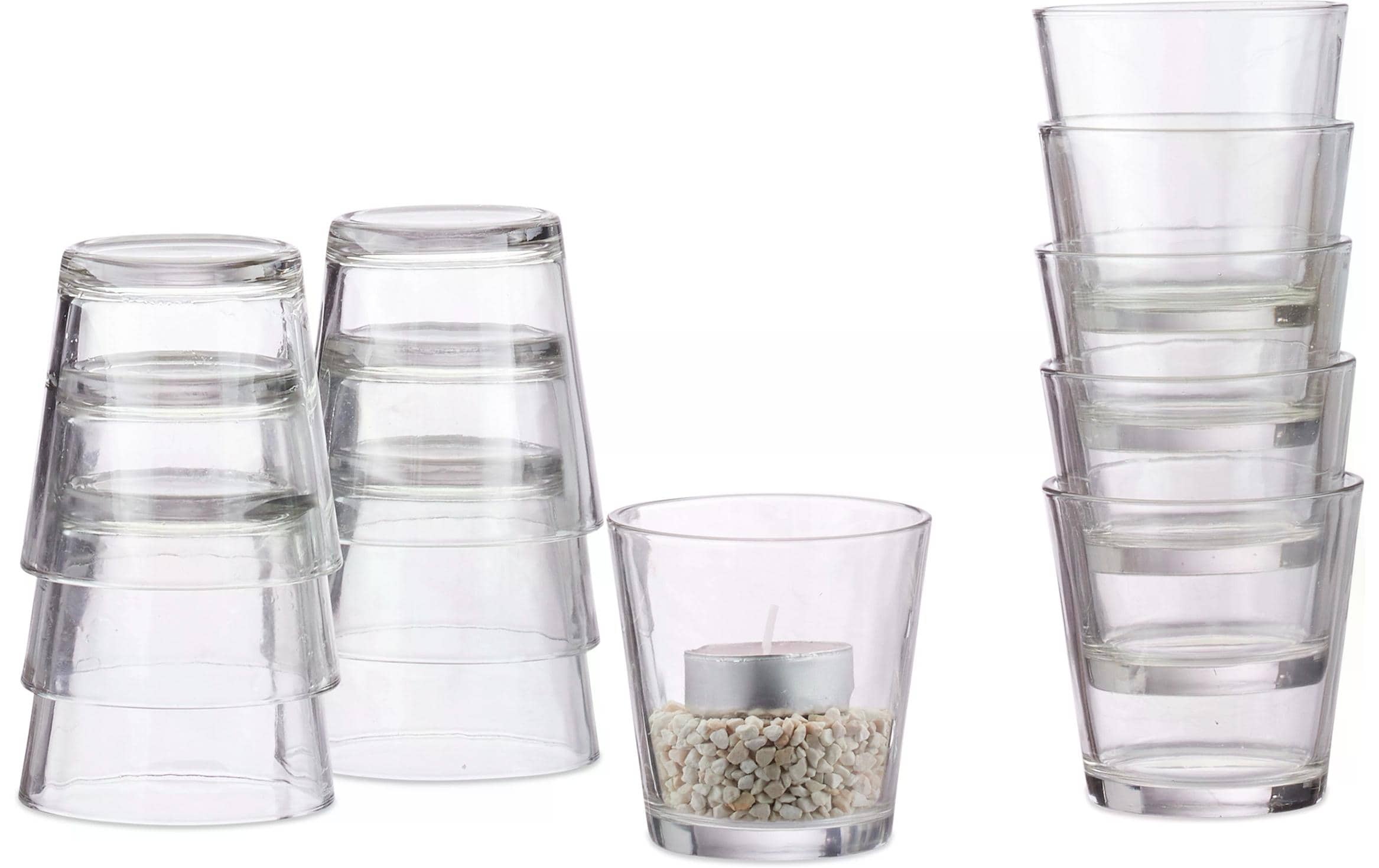 Image of relaxdays Teelichthalter "12 Stück, Transparent"